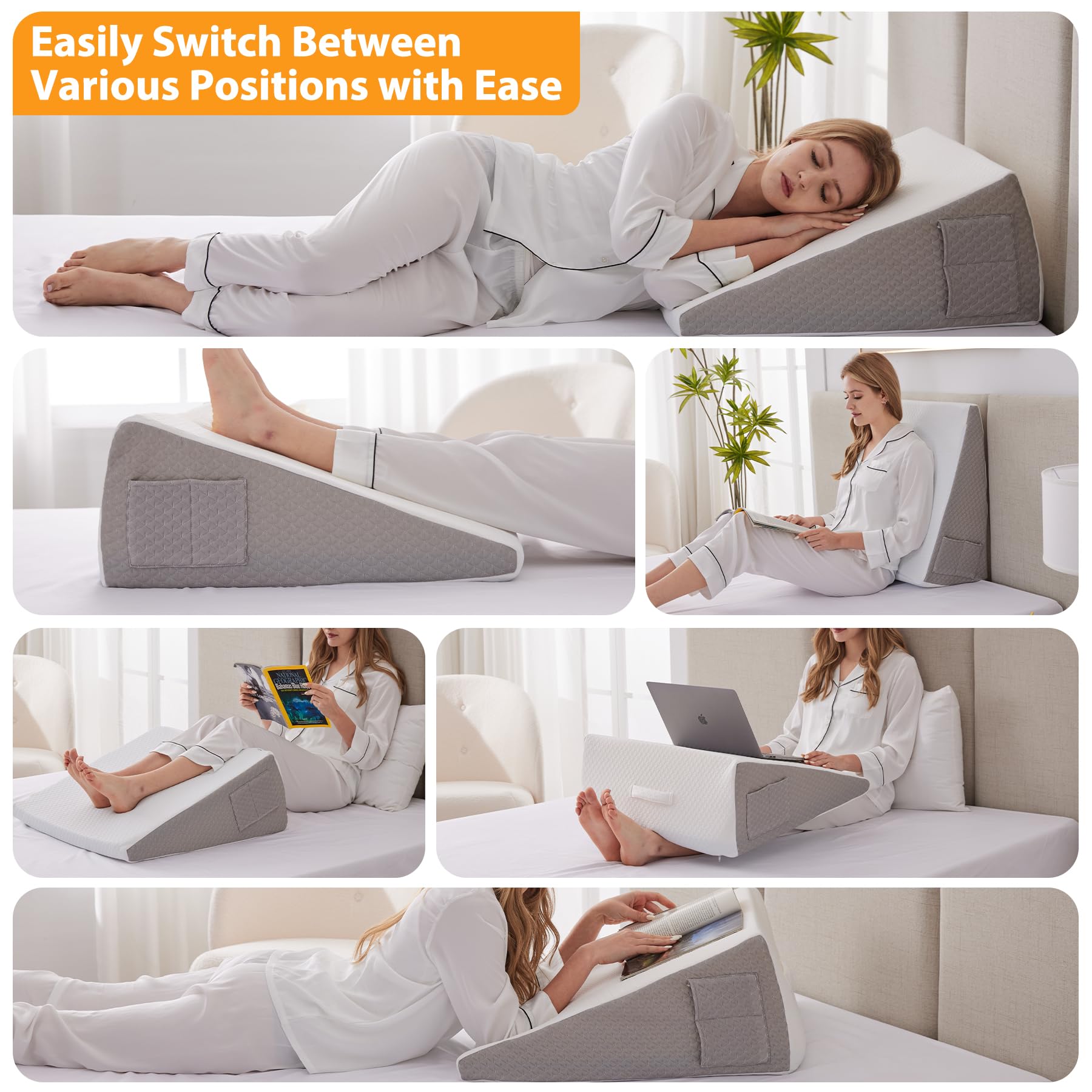 Wedge Pillow by Ruqmuis for Sleep Support | Acid Reflux

