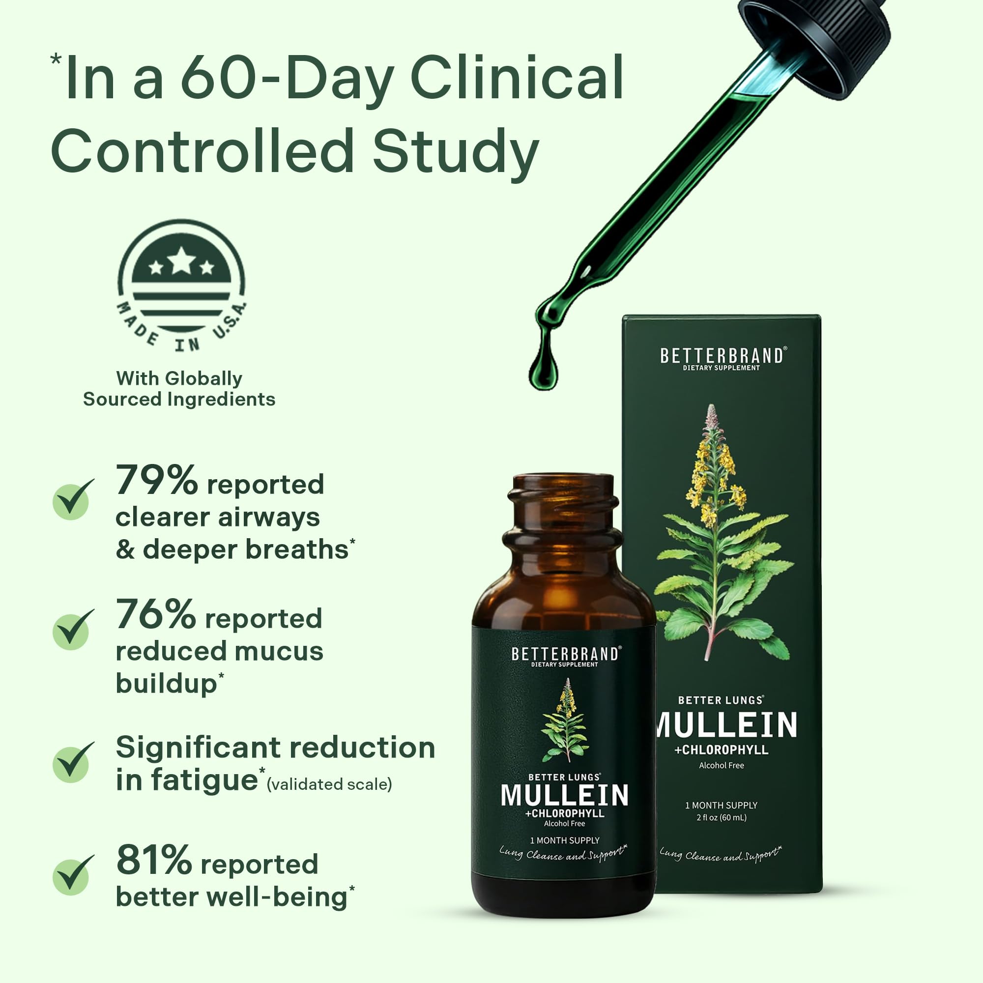 Betterbrand Mullein Drops for Lung Detox - Alcohol-Free

