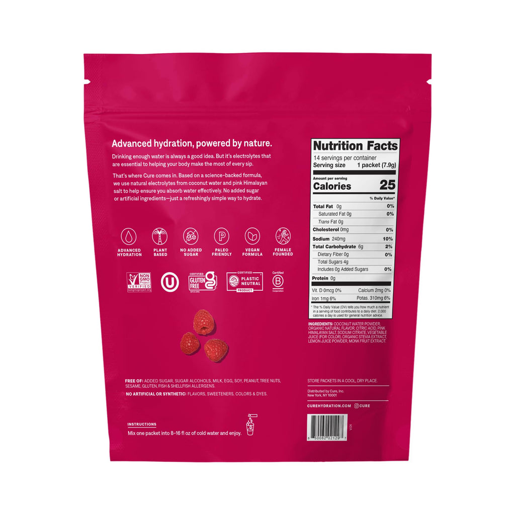 Cure Hydration Plant-Based Electrolyte Drink Mix - No Added Sugar

