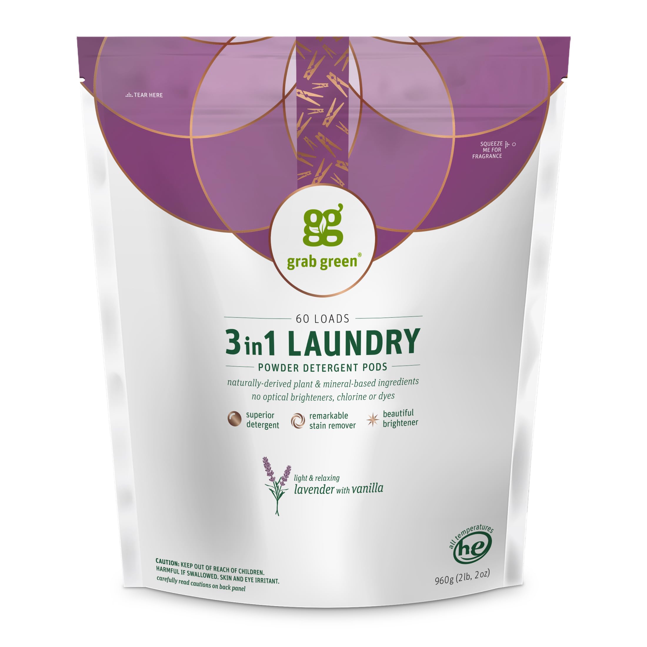 Grab Green 3-in-1 Laundry Detergent Pods | Plant-Based

