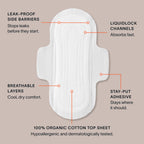 Cora 100% Organic Cotton Topsheet Pads with Wings

