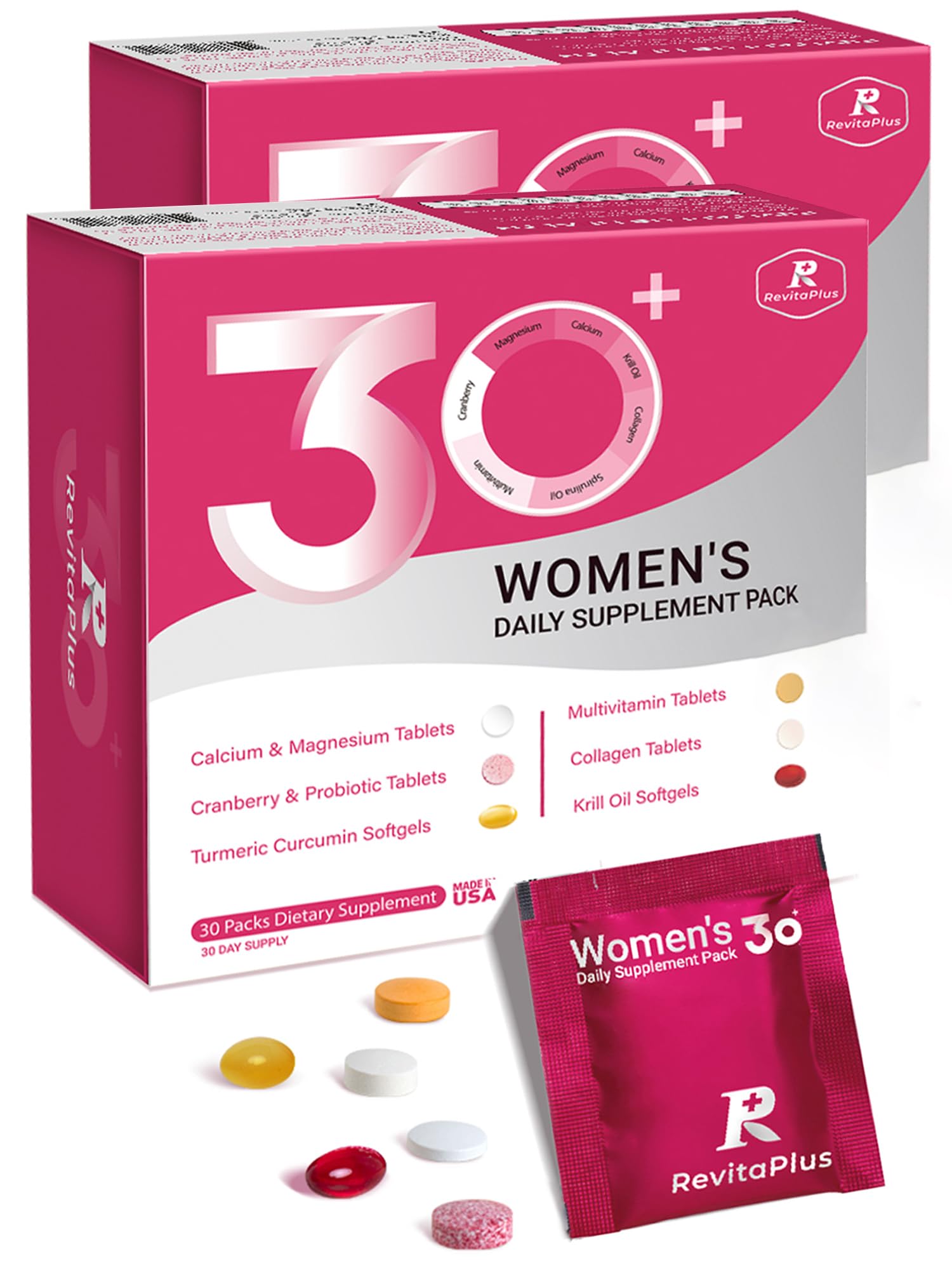 RevitaPlus Women’s Multivitamin with Krill Oil, Collagen & Probiotics