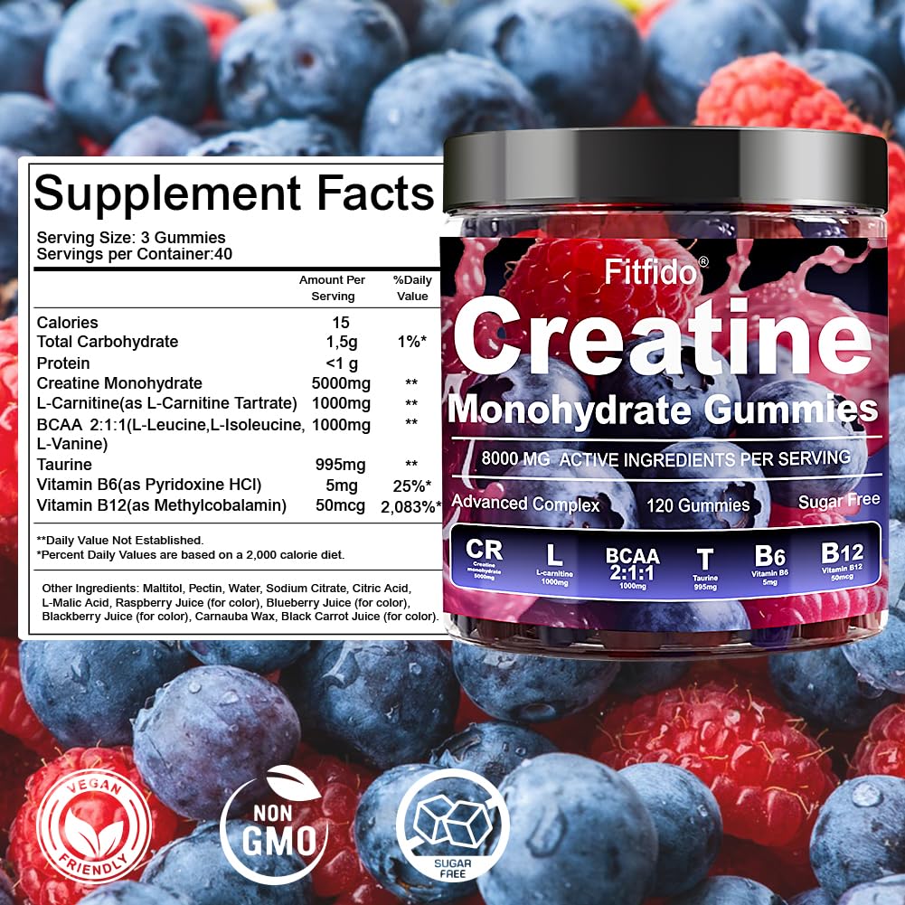 Fitfido Creatine Monohydrate Gummies | Muscle Support

