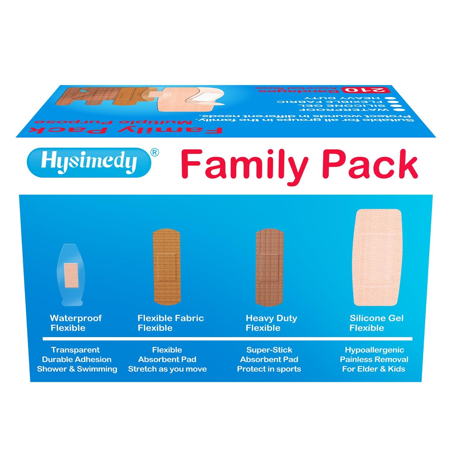 Hysimedy Adhesive Bandages Assorted Variety Pack

