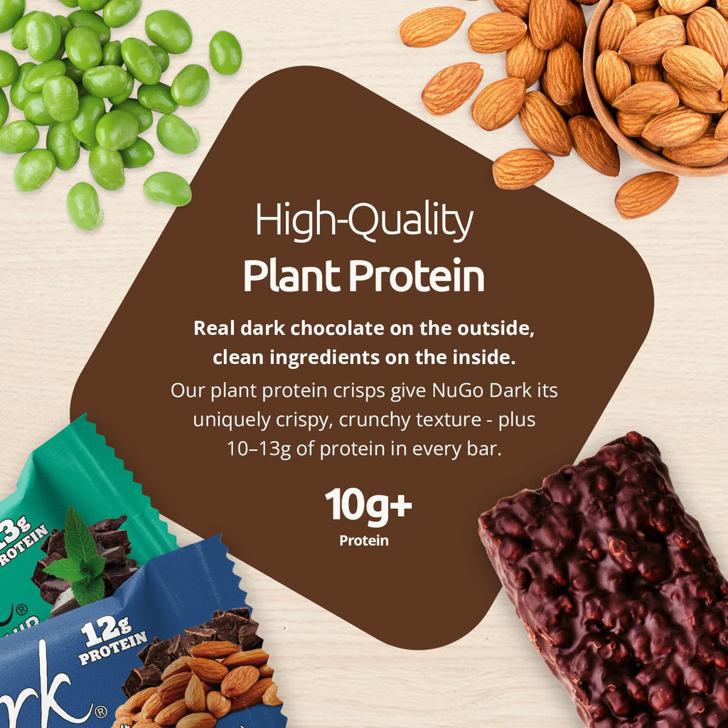 NuGo Dark Vegan Protein Bar Real Dark Chocolate Gluten Free


