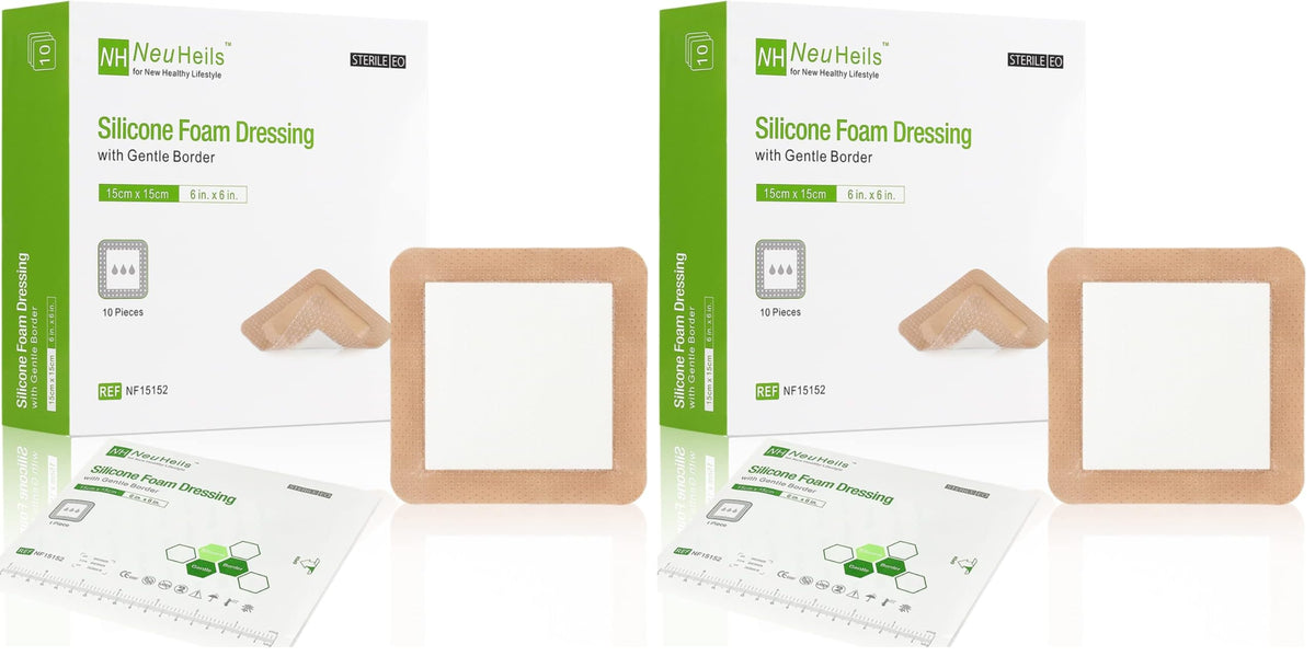 NeuHeils Silicone Adhesive Foam Dressing with Gentle Border