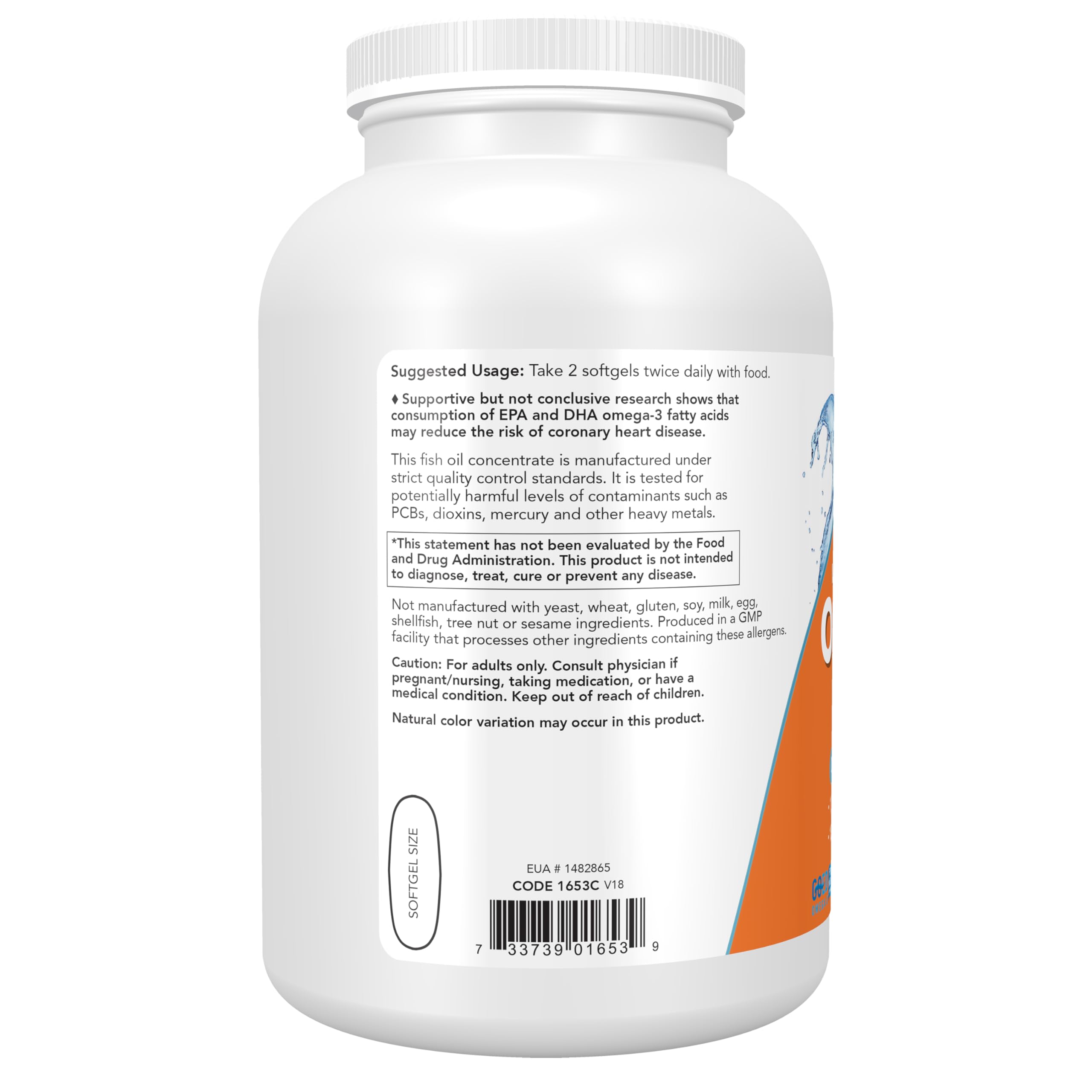 NOW Foods Omega-3 180 EPA/120 DHA Molecularly Distilled

