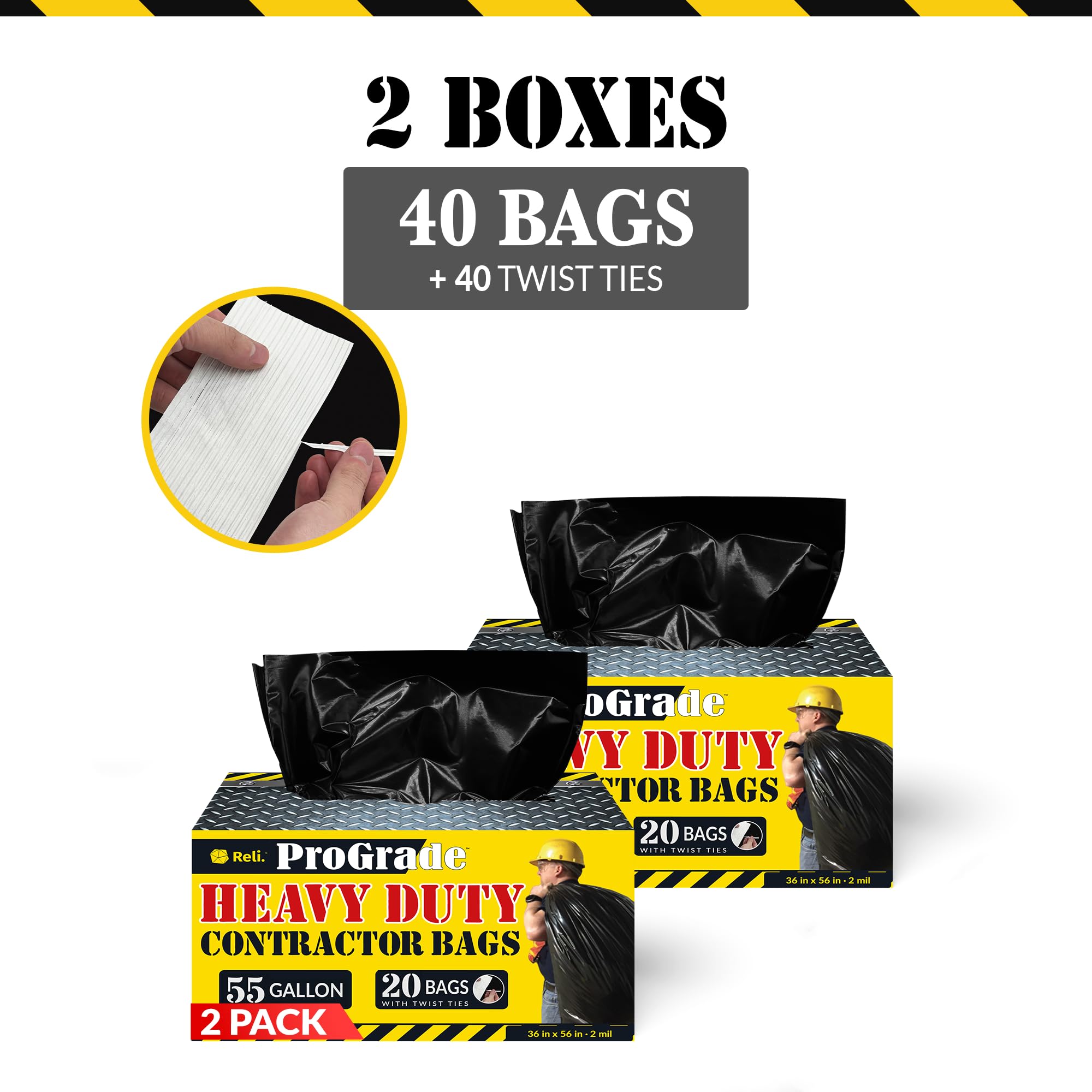 Reli. Contractor Garbage Bags - Heavy Duty Trash Bags

