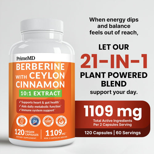 Berberine Supplement with Cinnamon & Green Tea for Energy

