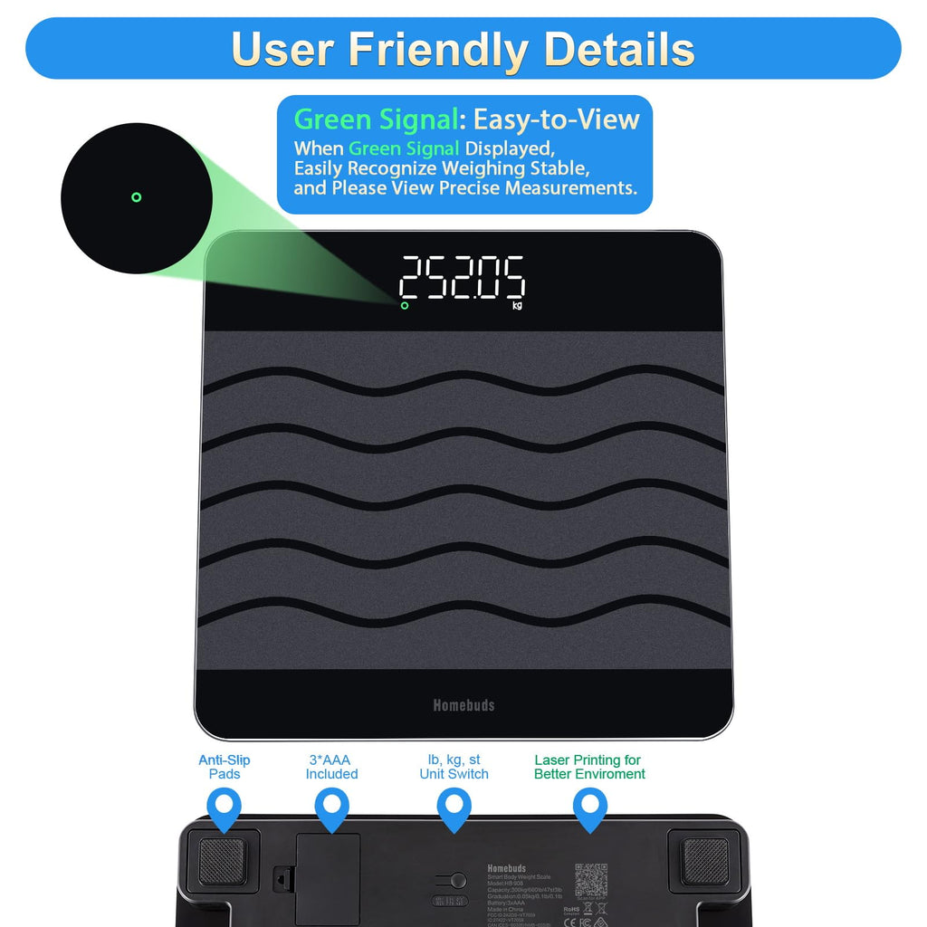 Homebuds Smart Digital Scale for Body Weight with App Sync

