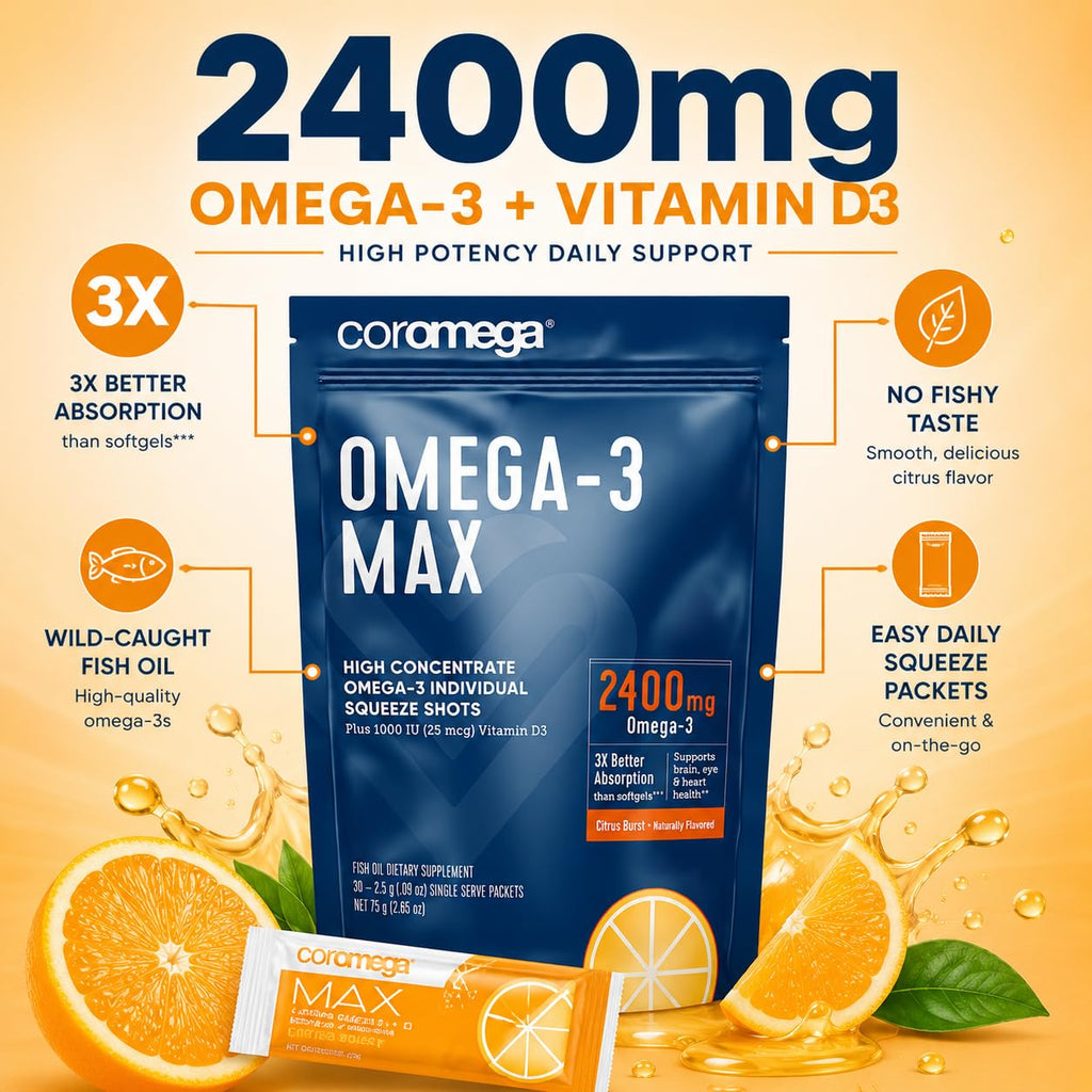 Coromega MAX Omega-3 Fish Oil + Vitamin D

