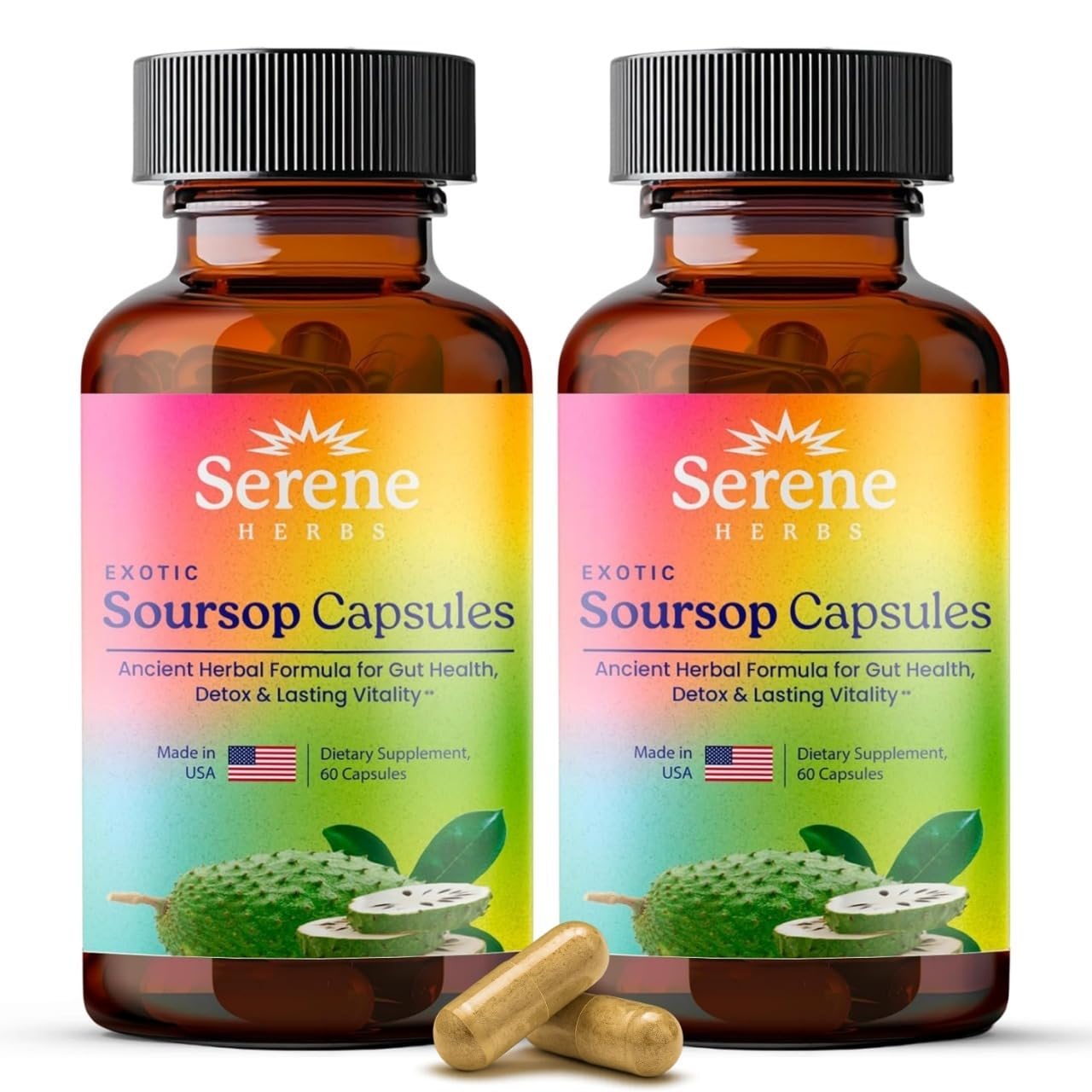 Graviola Soursop Capsules by Serene Herbs Organic Vegan