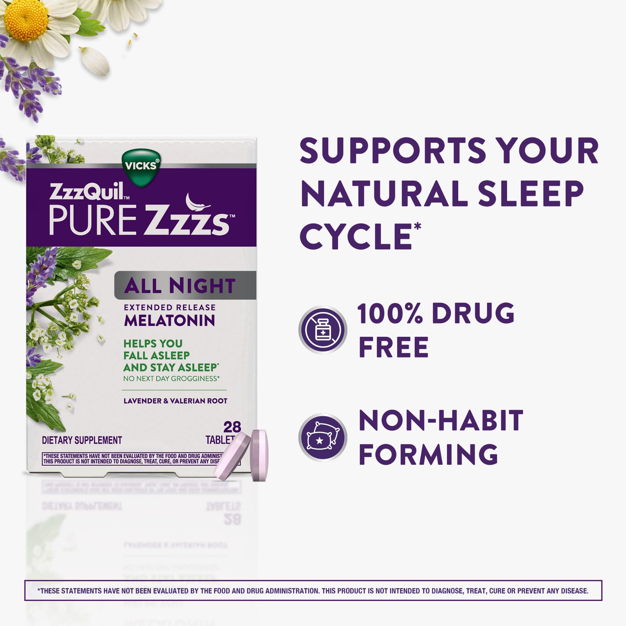 ZzzQuil PURE Zzzs All Night Sleep Aid Bi-Layer Melatonin

