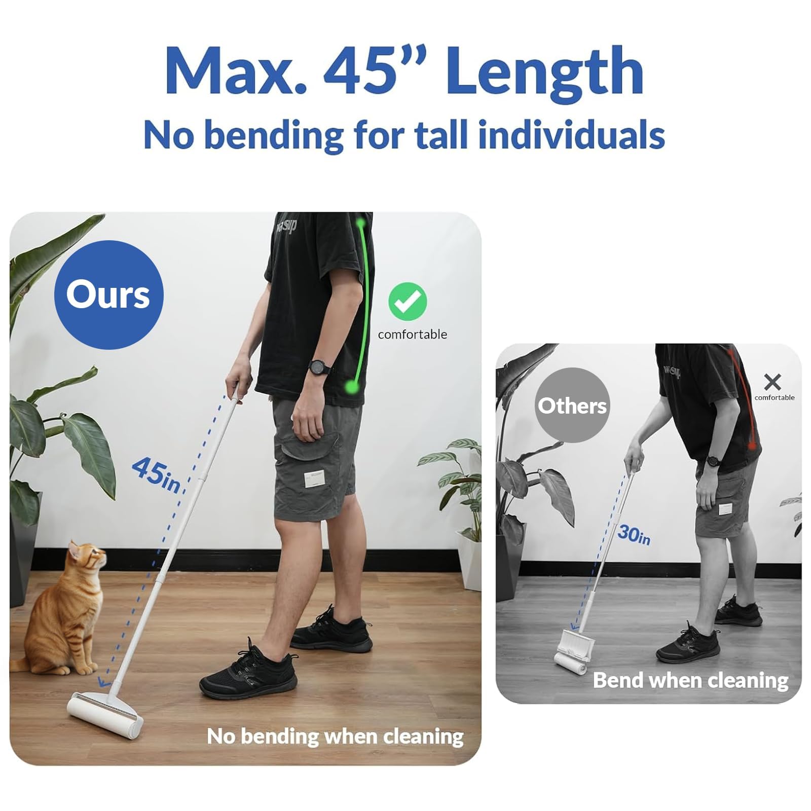 DELOMO Lint Roller for Pet Hair – Extendable Handle

