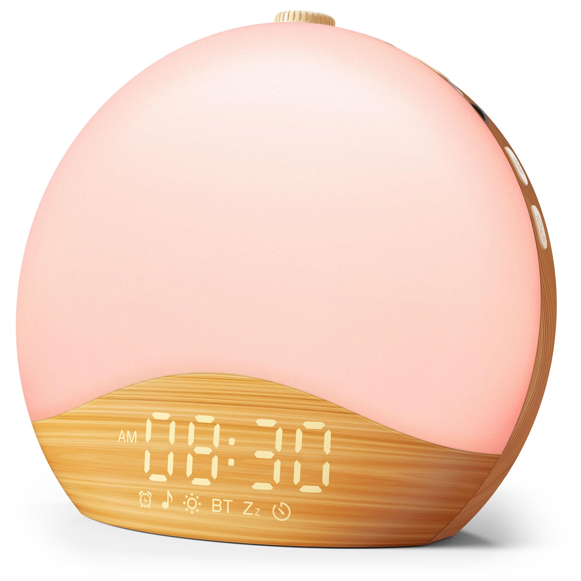 ecozy Sunrise Alarm Clock with Noise Machine, 26 Sounds, 17 Night Lights, Bluetooth Speaker