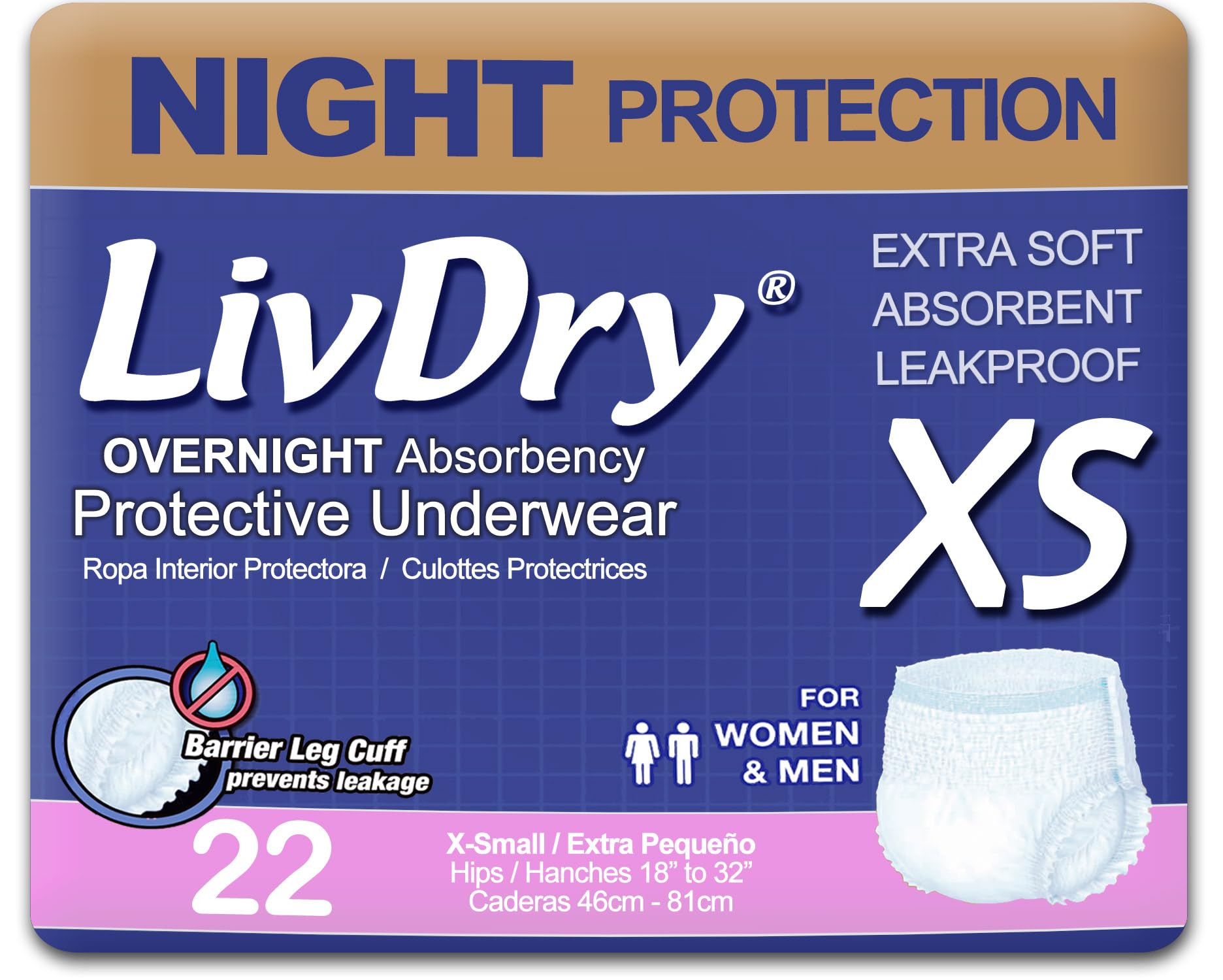 LivDry Adult Incontinence Underwear, Leak Protection