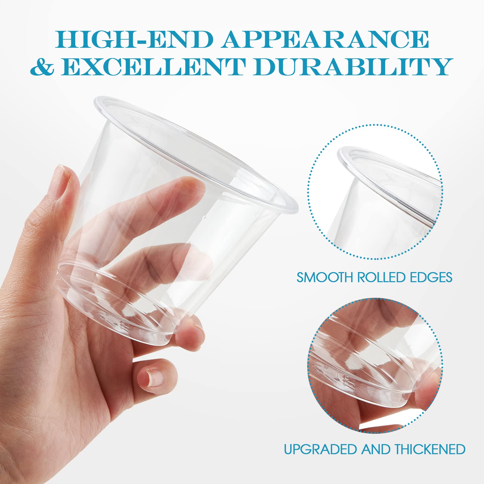 Turbo Bee Clear PET Cups - Disposable Crystal Drinking Cups


