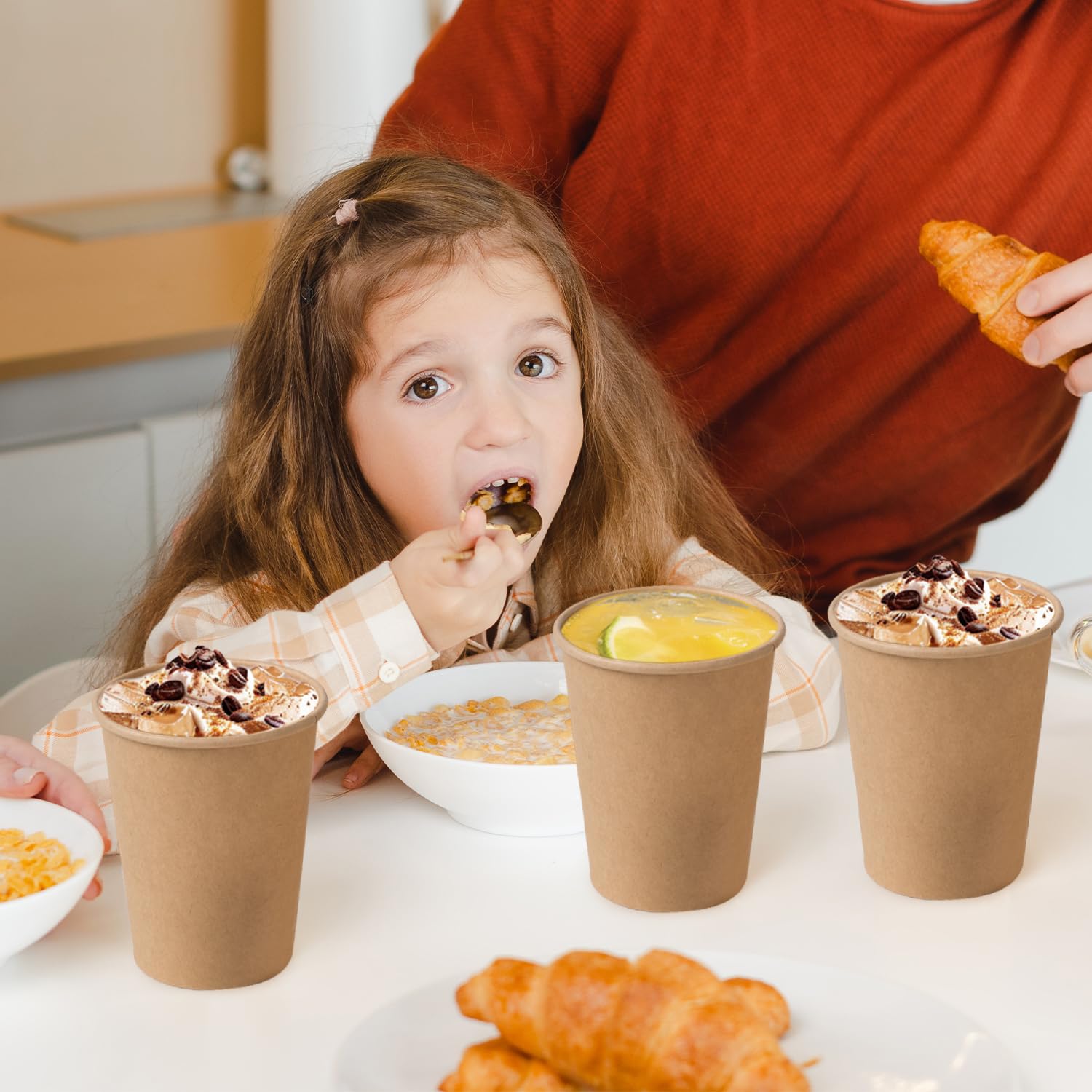 BYSNOW Disposable Kraft Paper Cups for Hot or Cold Beverages

