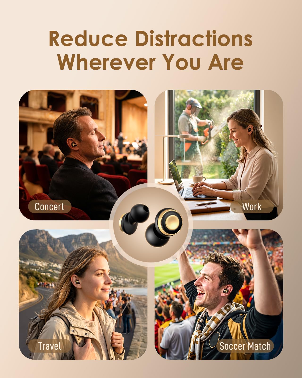 ZovGemy Reusable Silicone Ear Plugs - Focus & Travel

