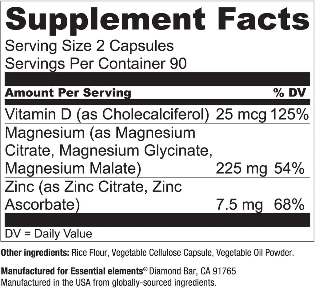 Essential Elements Magnesium Plus Zinc with Vitamin D3

