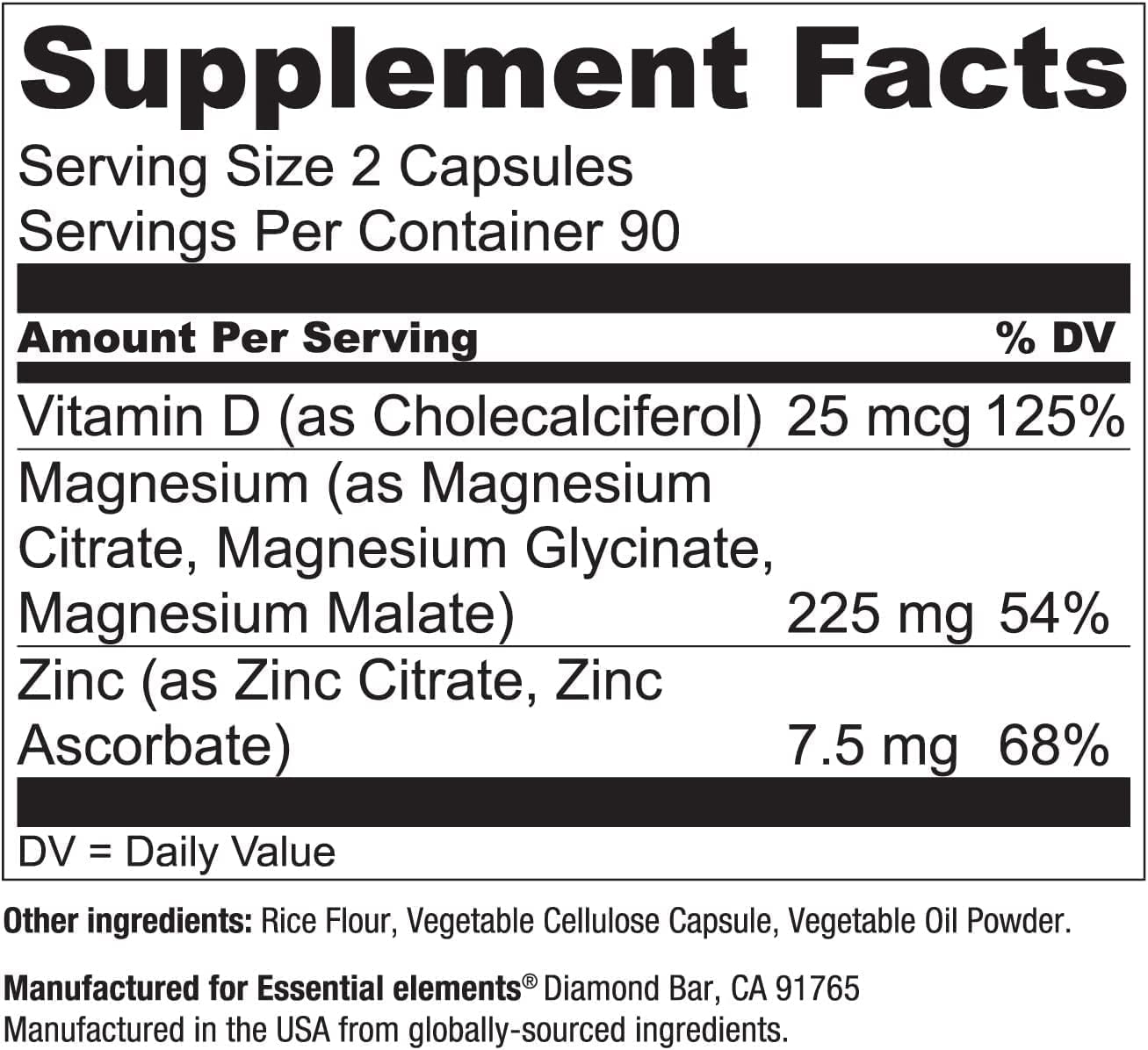 Essential Elements Magnesium Plus Zinc with Vitamin D3

