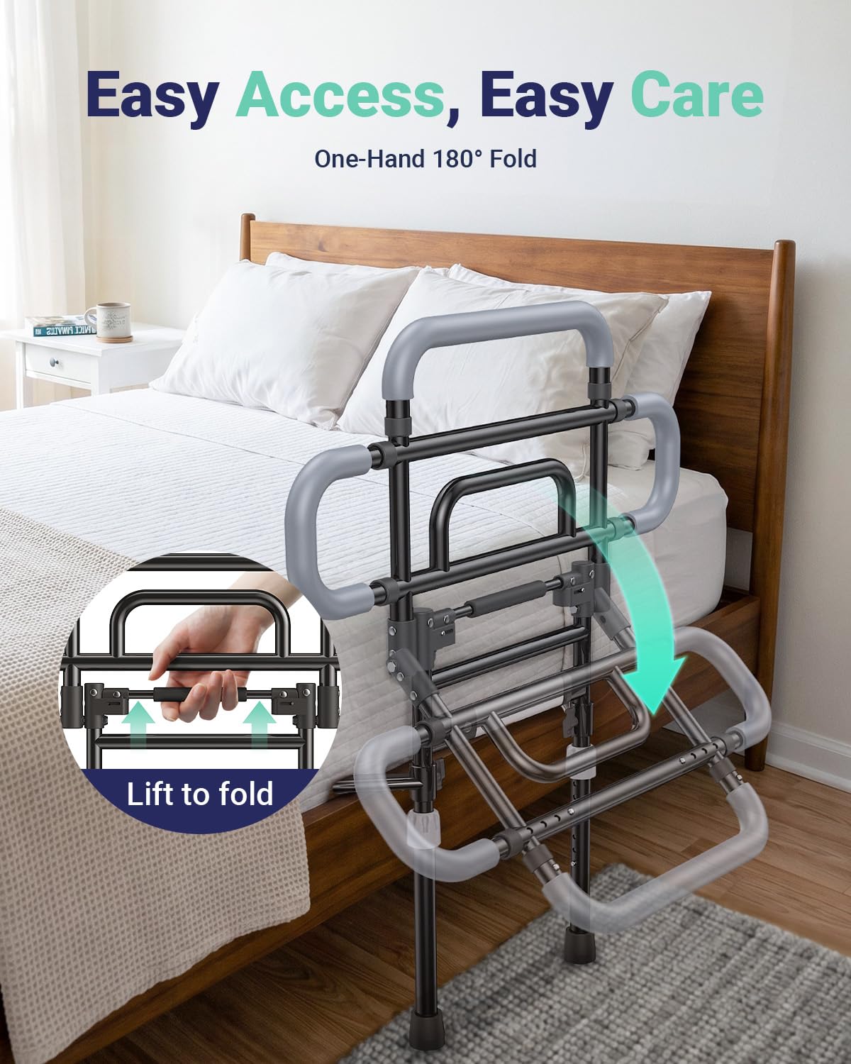 Bed Rails for Elderly Foldable with Adjustable Height

