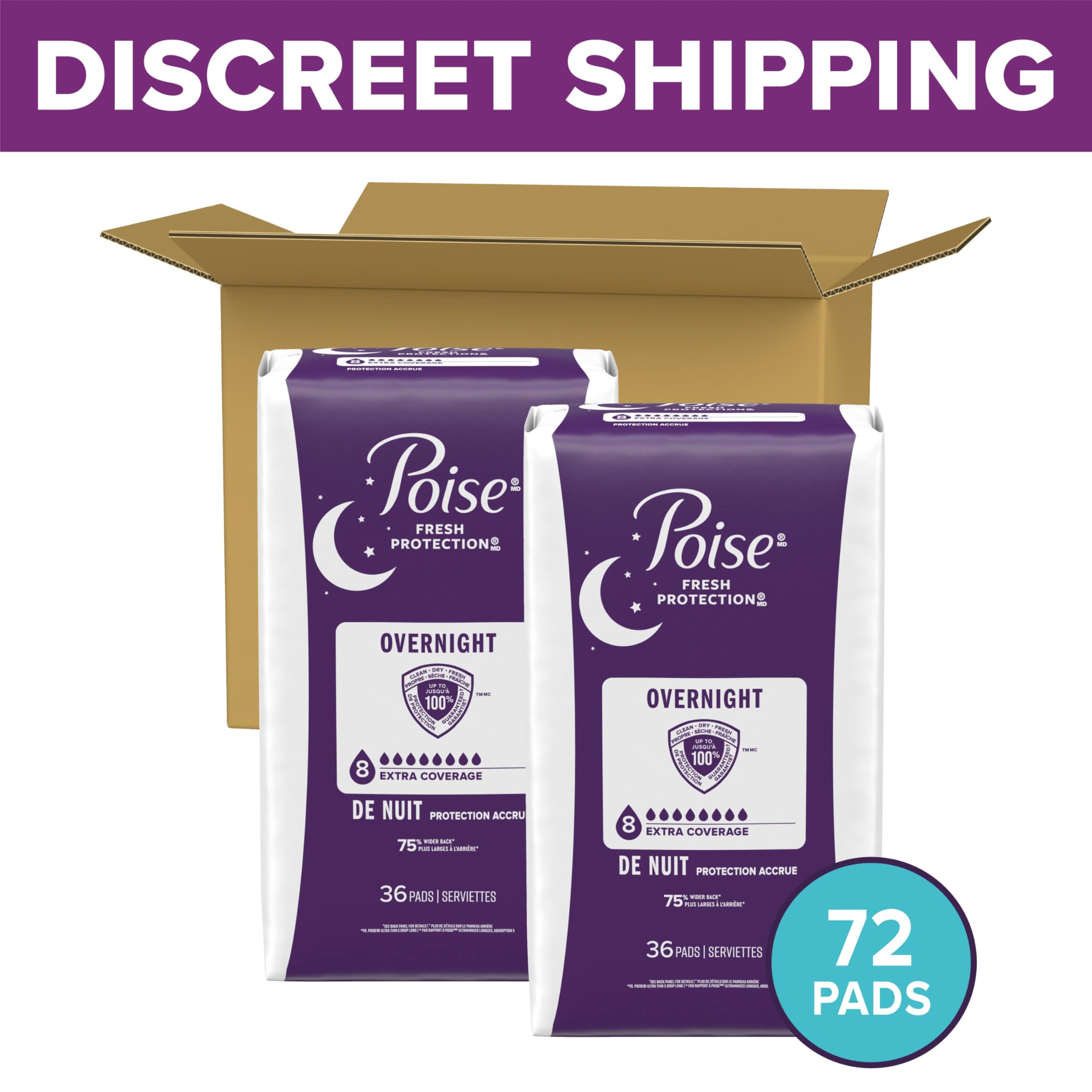 Poise Overnight Incontinence Pads for Bladder Leaks

