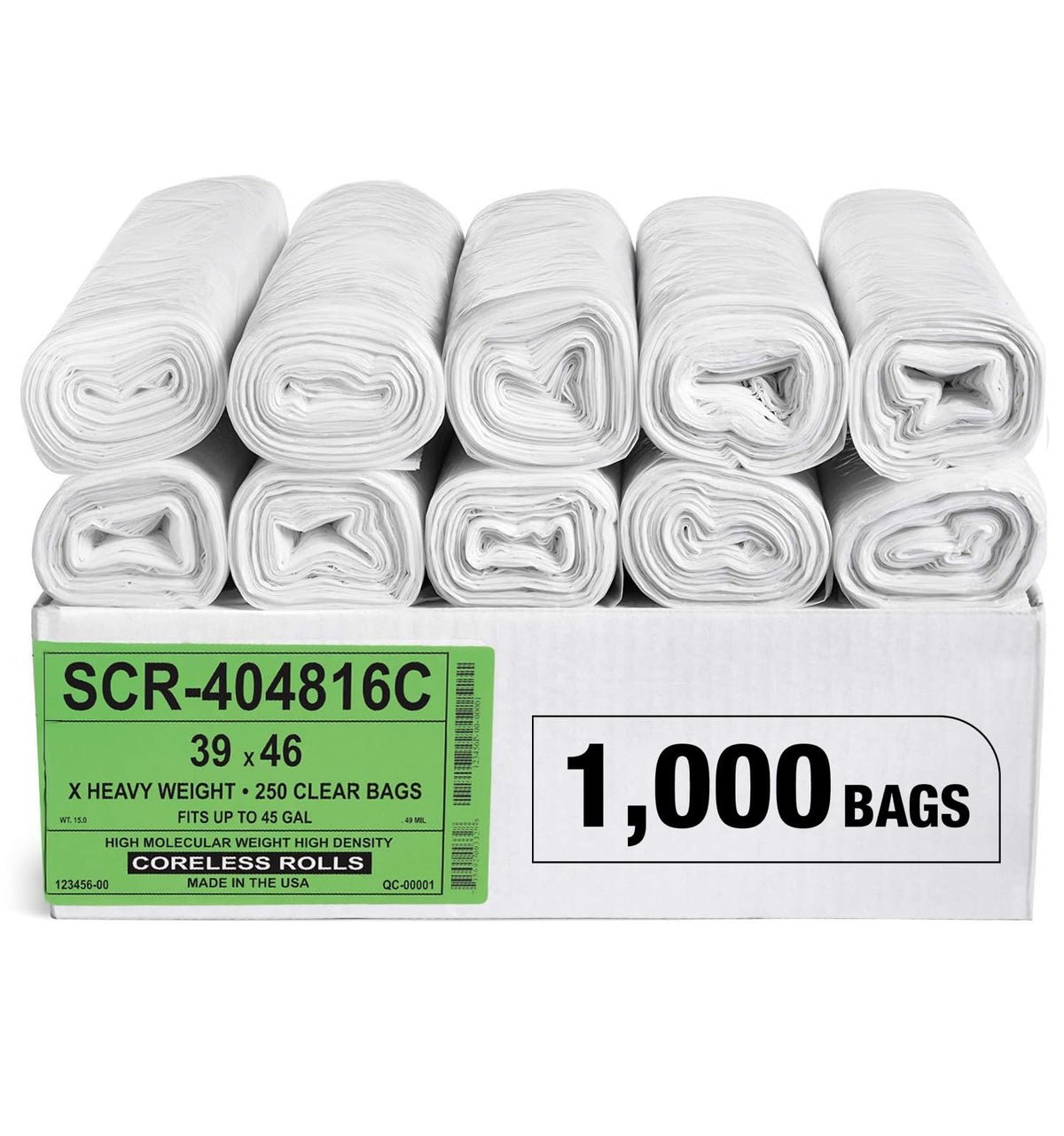Aluf Plastics High-Density Trash Bags, Coreless Roll