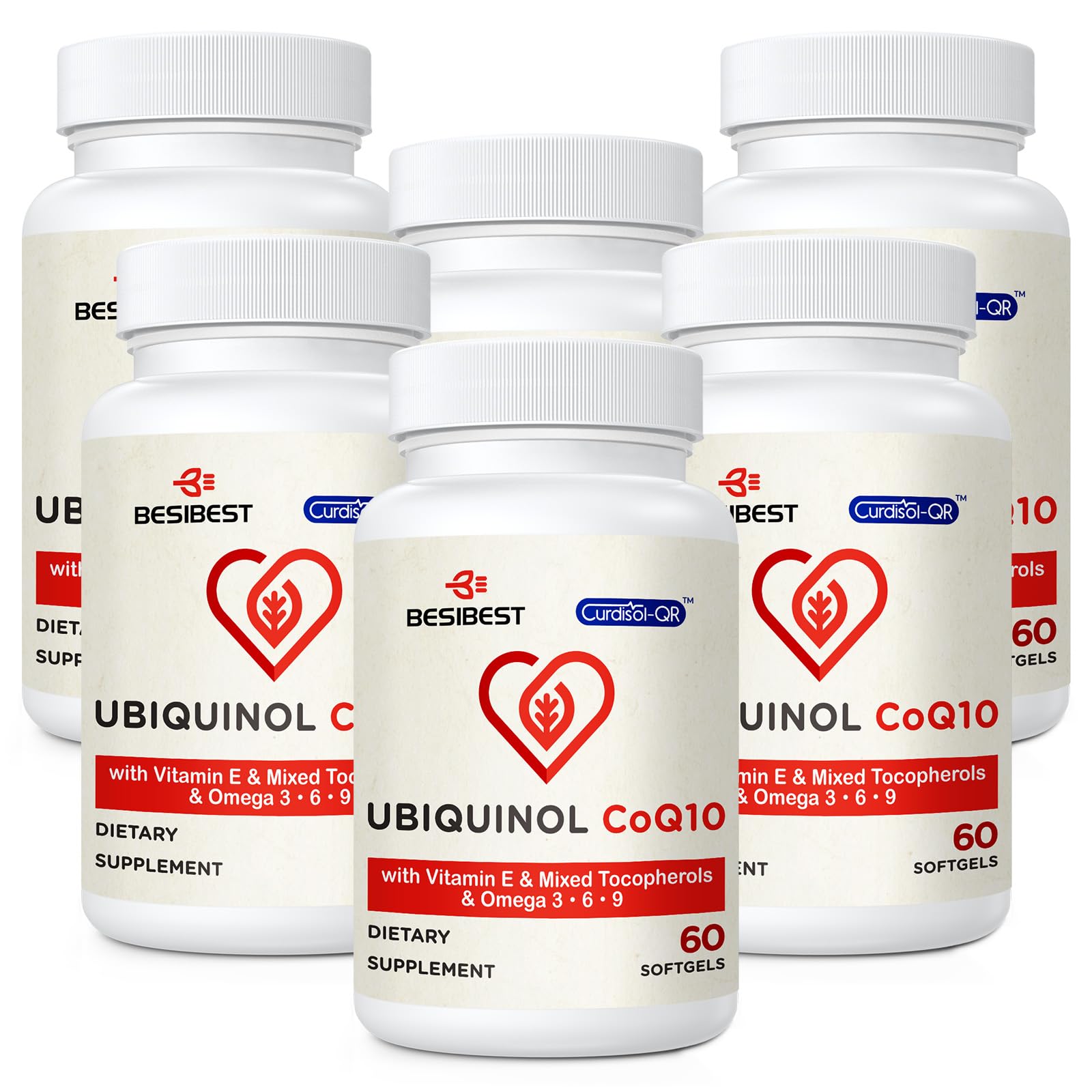 Besibest Ubiquinol CoQ10 600mg Softgels with Vitamin E