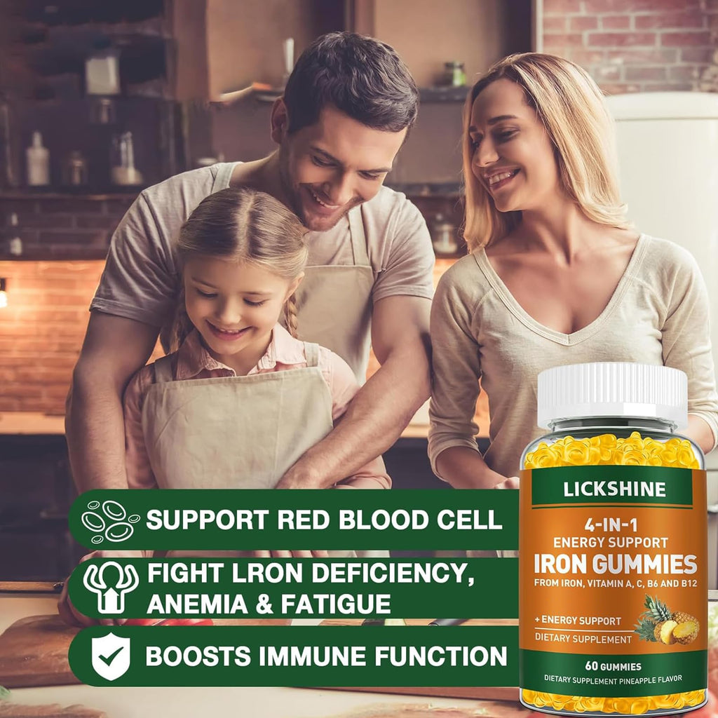 Lickshine Vegan Iron Gummies with Vitamin C Pineapple


