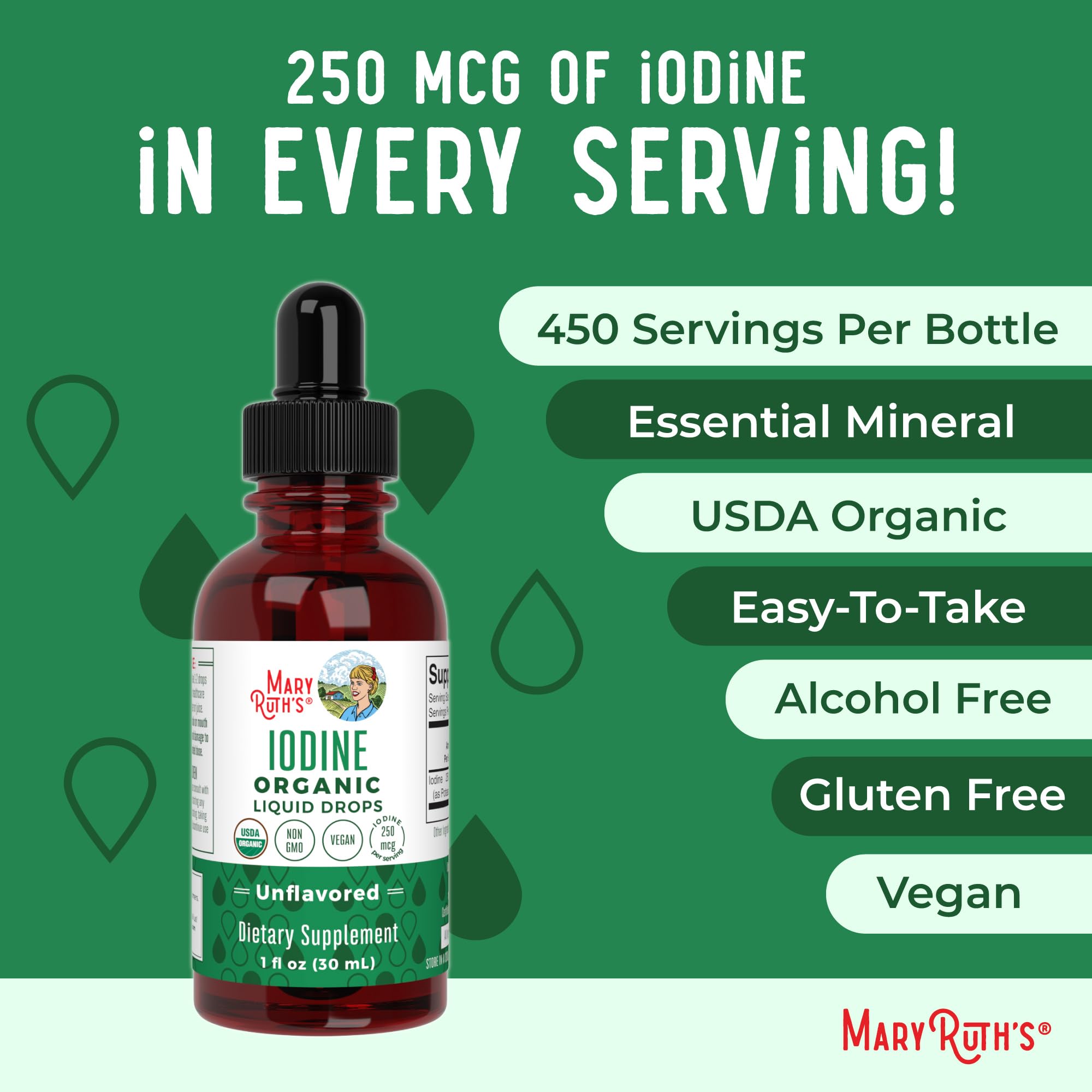 Iodine Liquid Drops by MaryRuth Organics | Thyroid Support

