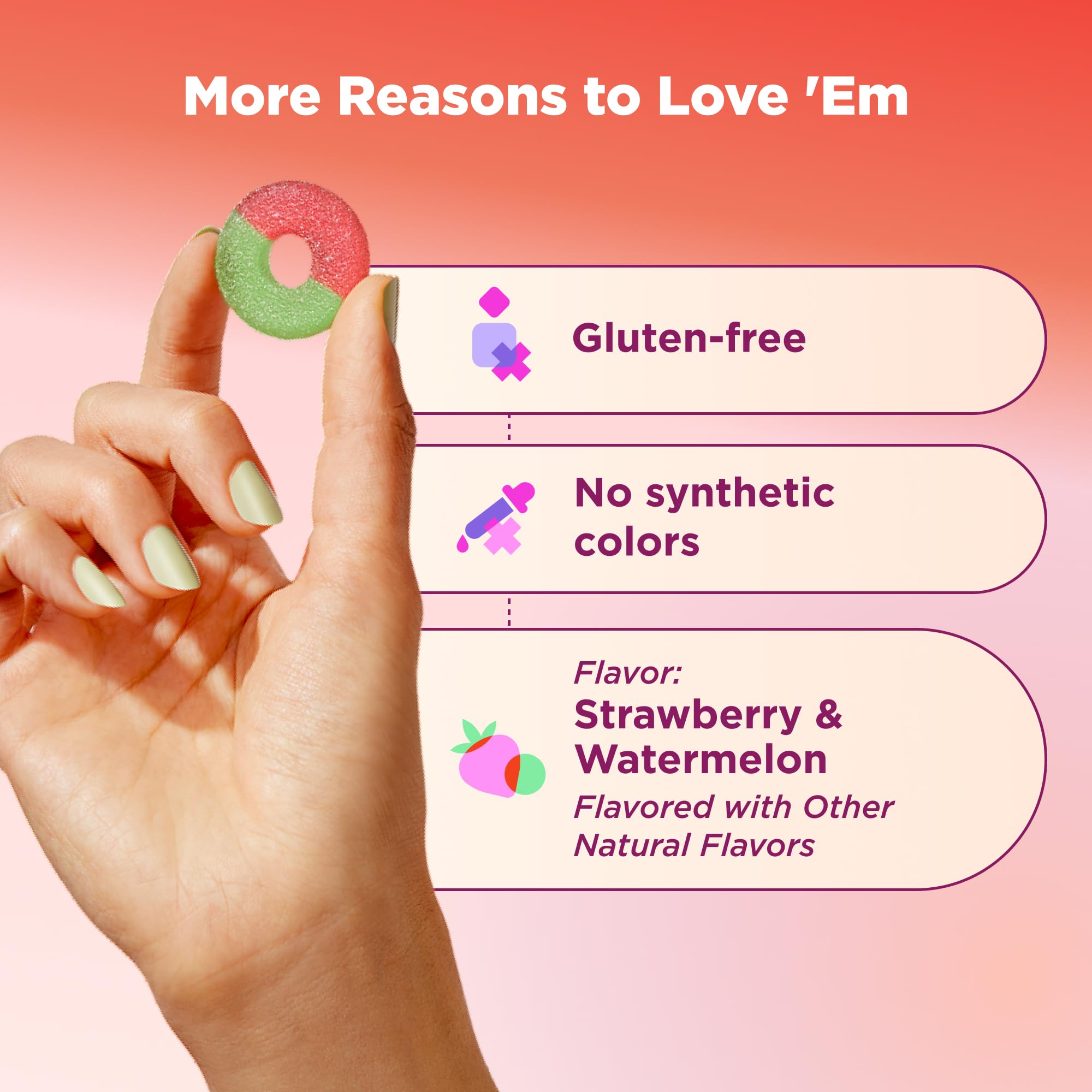OLLY Fiber Gummy Rings Prebiotic Digestive Health Strawberry

