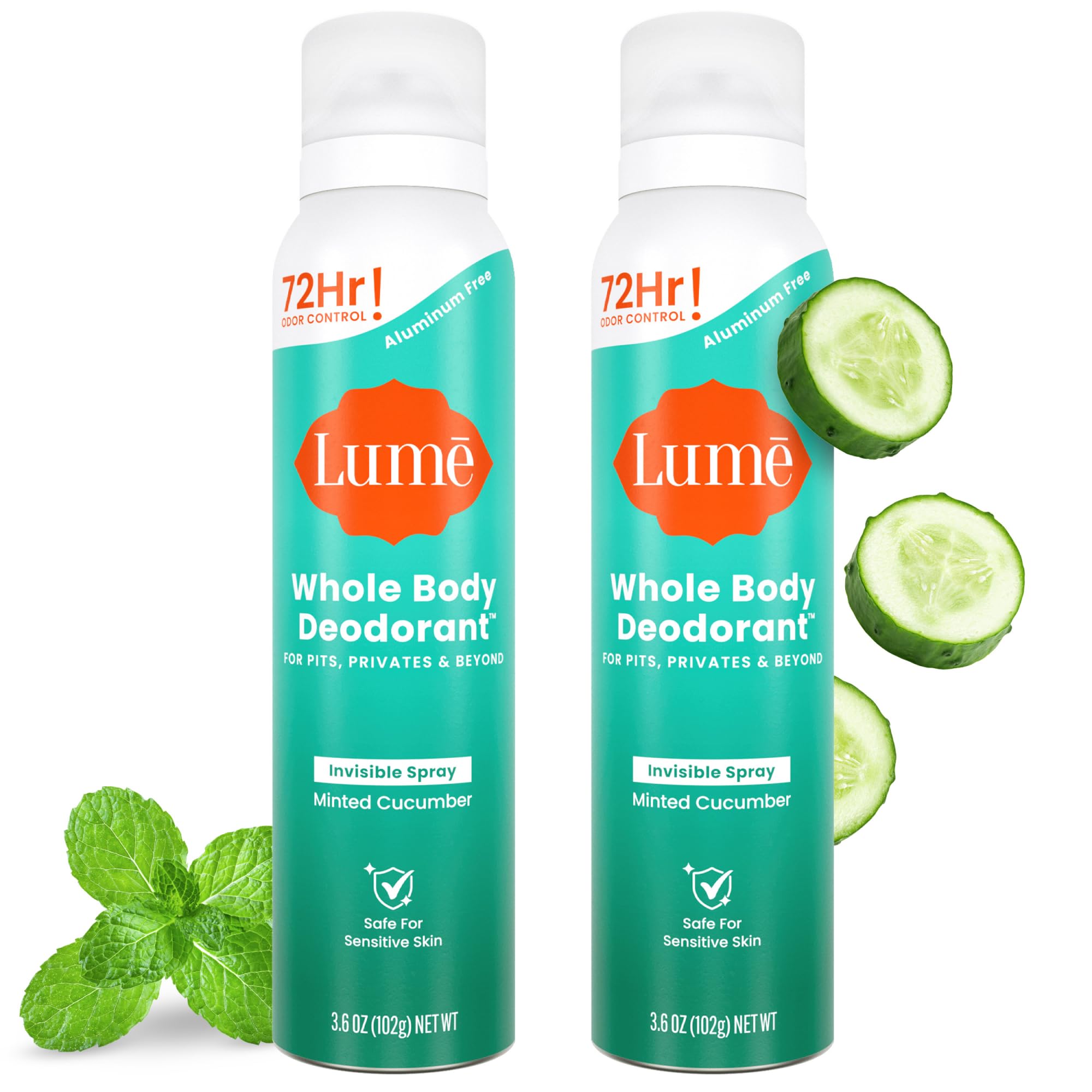 Lume Whole Body Deodorant Spray for Women – 72 Hr Odor Control – Aluminum & Baking Soda Free