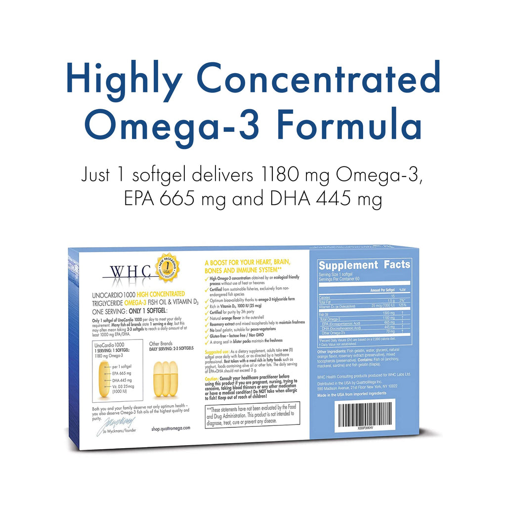 WHC UnoCardio Fish Oil Omega-3 Supplement

