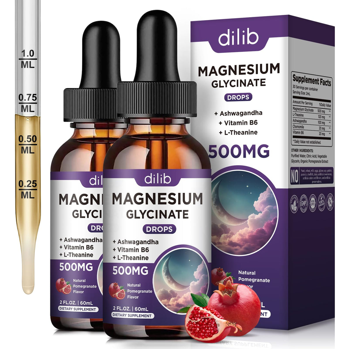 Magnesium Glycinate Liquid Drops with Ashwagandha L-Theanine