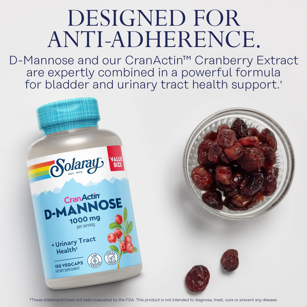 Solaray D-Mannose 1000mg CranActin Cranberry Urinary Support

