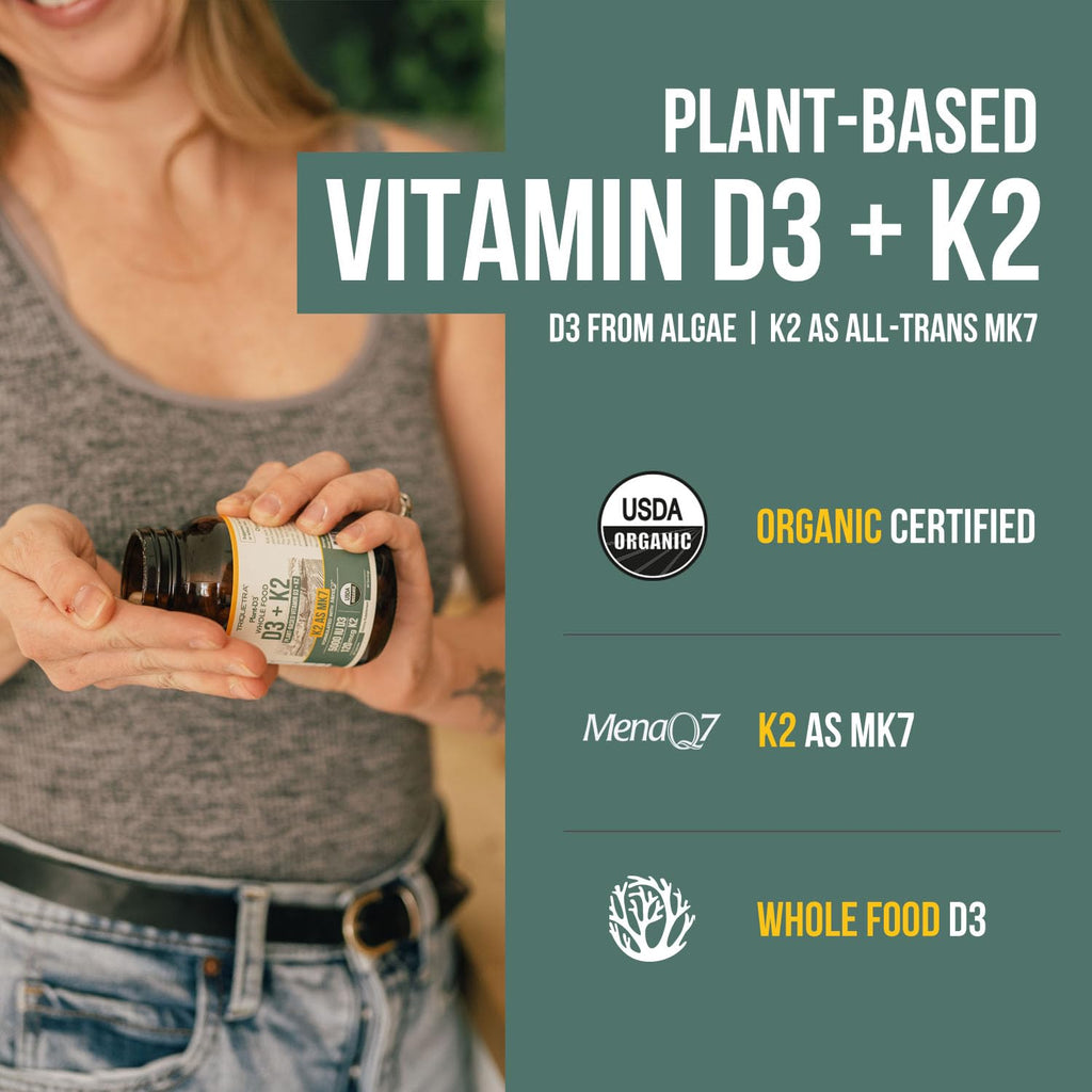 Organic Plant D3 + K2 Vitamin D3 K2 Supplement MenaQ7 MK7

