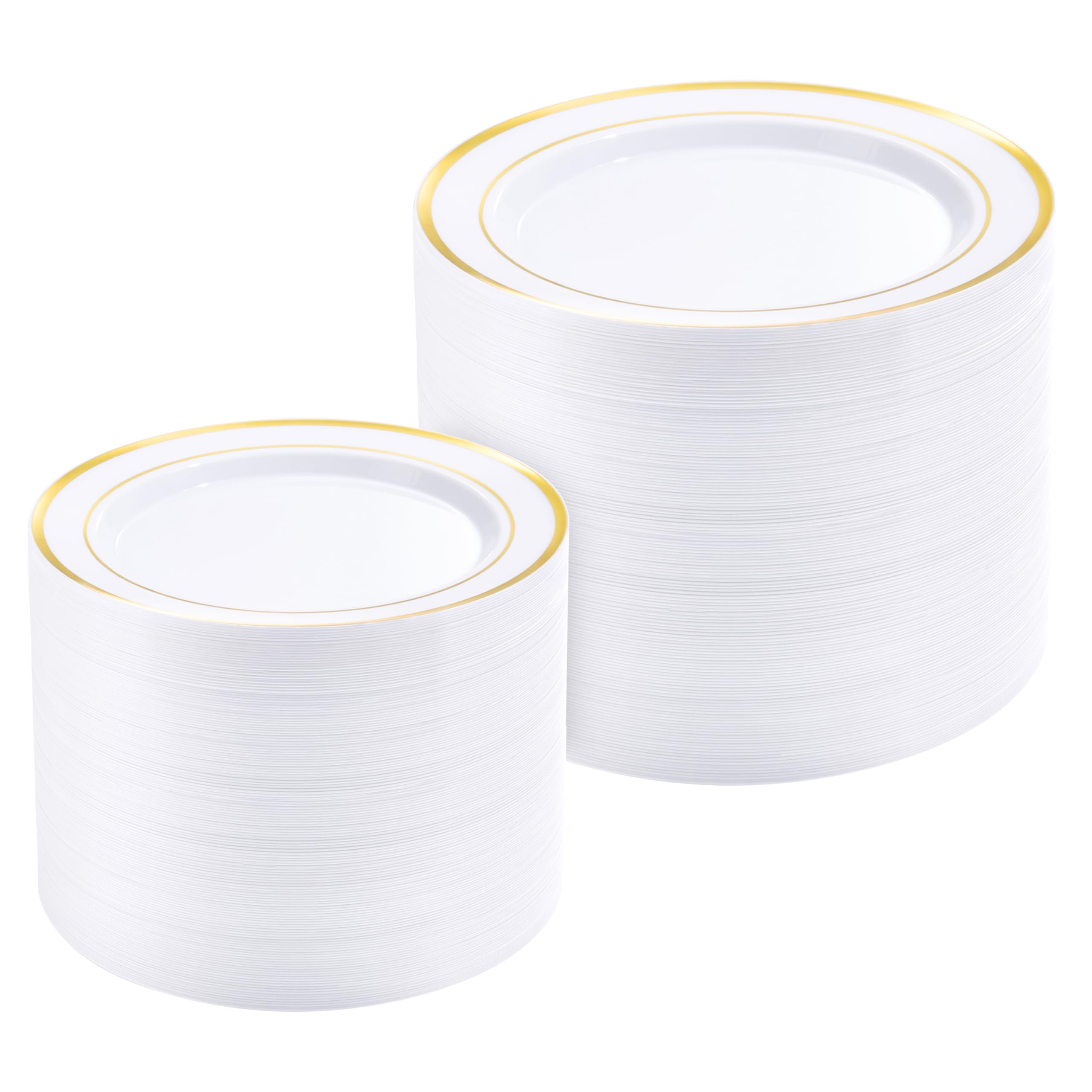 BESTVIP Disposable Plastic Plates Set for Parties - Dinner and Dessert Plates