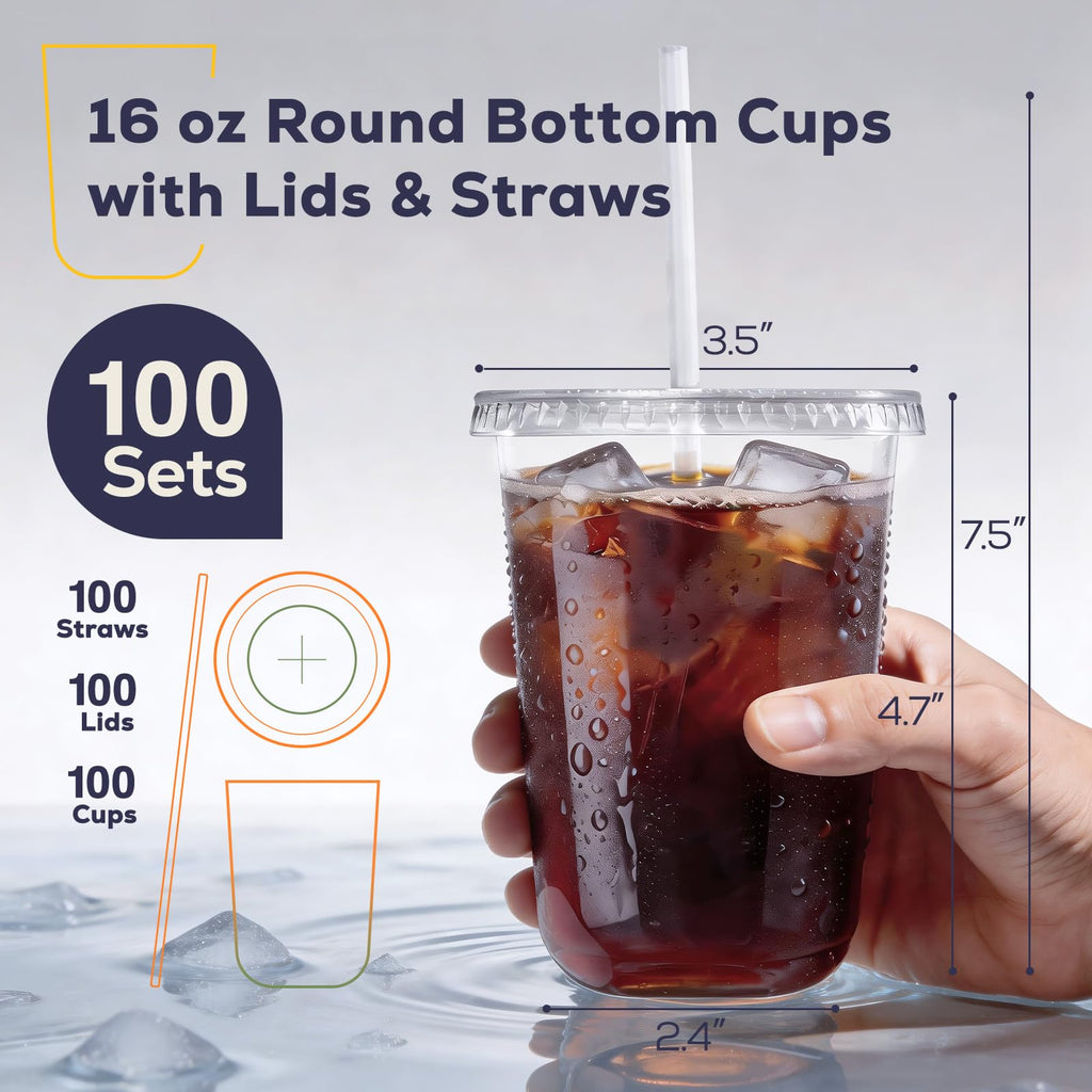 Clear Plastic Cups with Lids & Straws – BPA-Free

