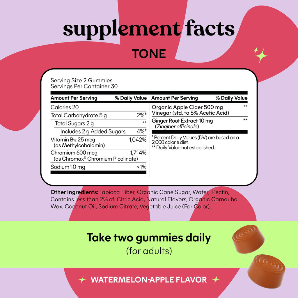 Lemme Tone Metabolism Gummies with Chromium Picolinate & B12

