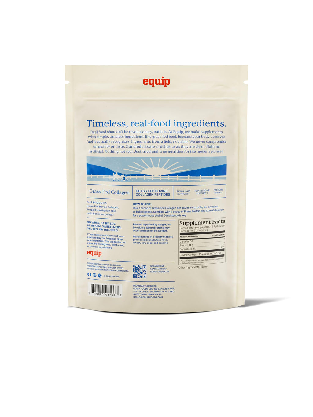 Equip Foods Grass-Fed Collagen Powder | Bovine Peptides

