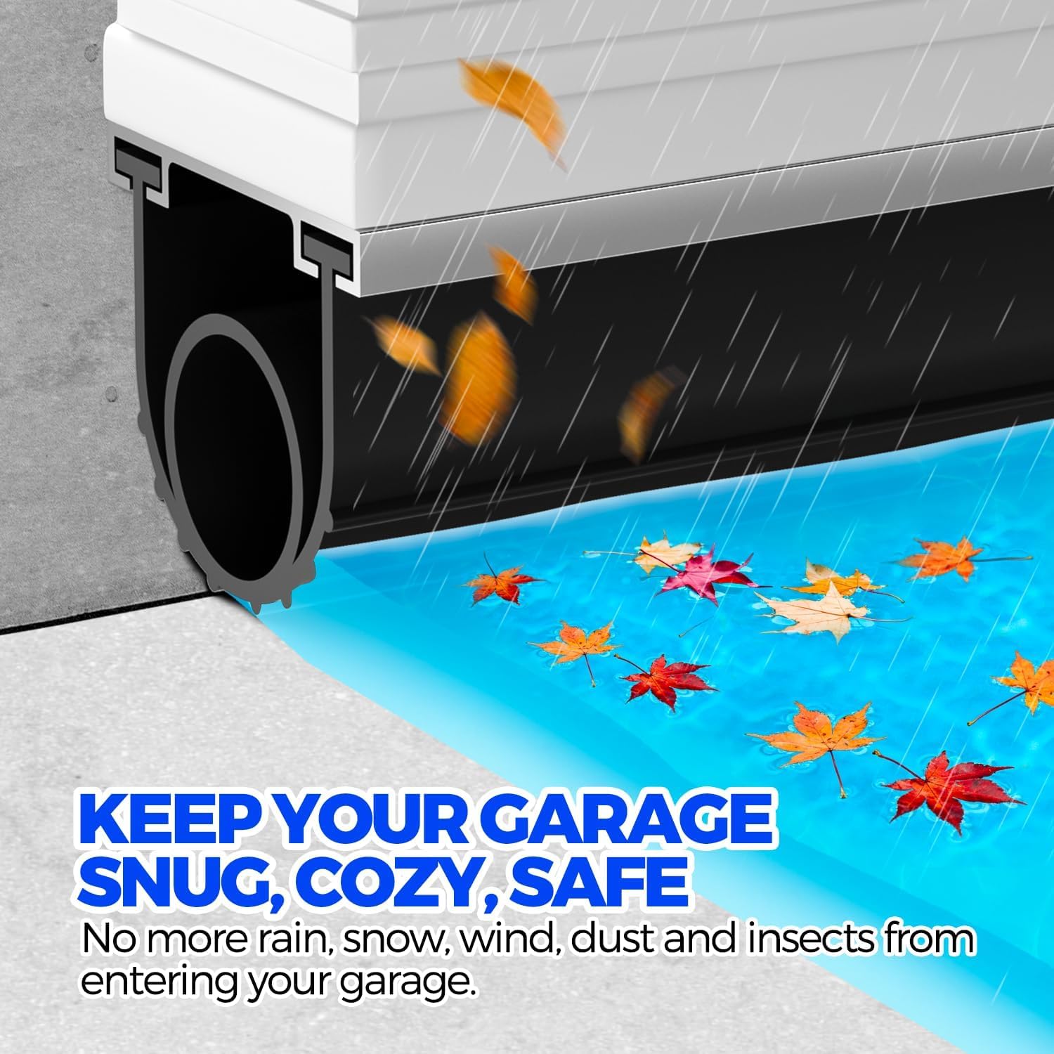 Holikme EPDM Garage Door Bottom Seal | Universal T-End Track

