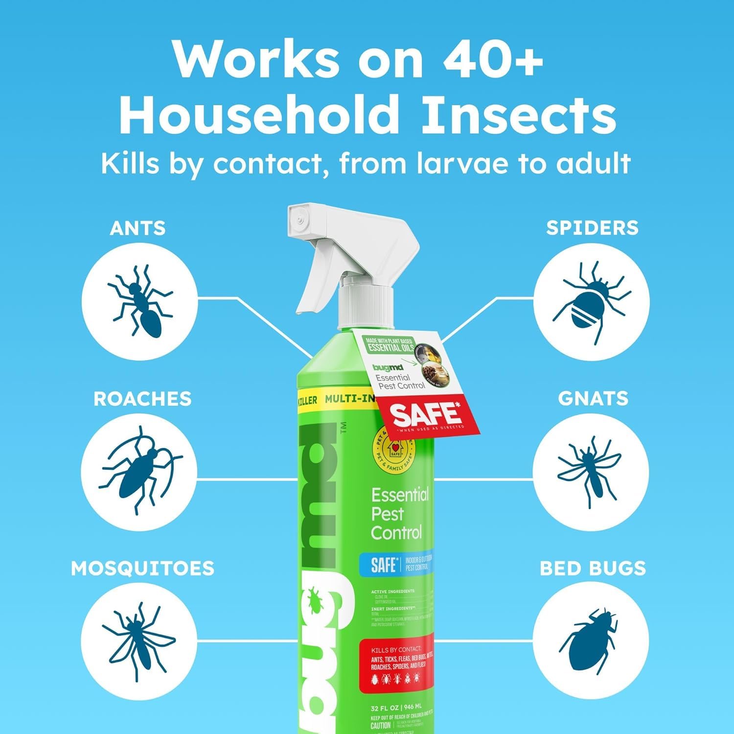 BugMD Ant Killer & Bug Spray for Indoor & Outdoor Pests

