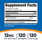 Nutricost Astaxanthin 12mg Softgels | Non-GMO Gluten Free

