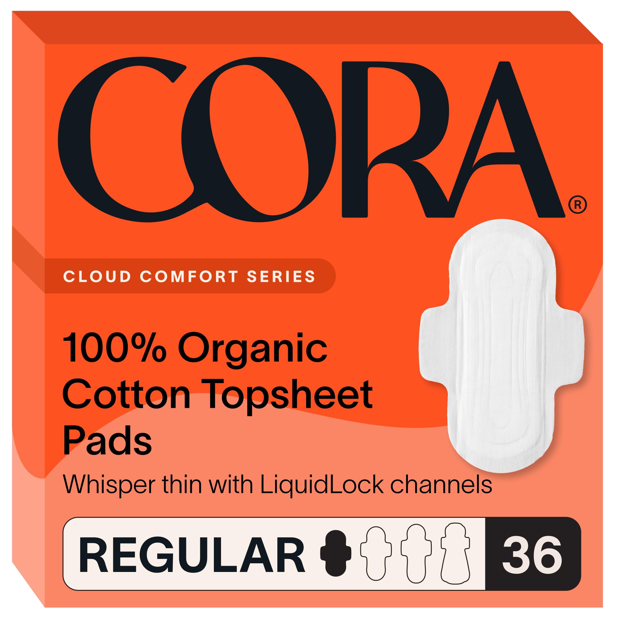 Cora 100% Organic Cotton Topsheet Pads with Wings