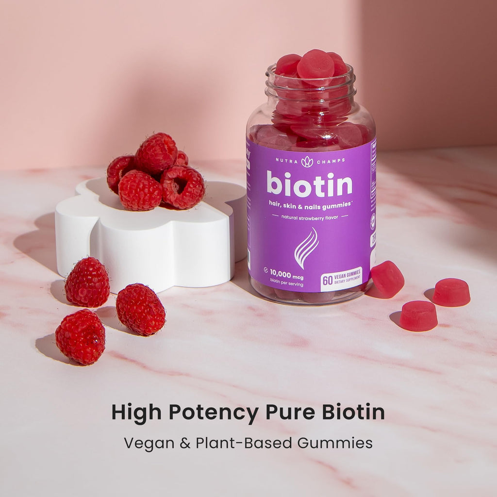 NutraChamps Biotin Gummies High Potency | Hair Skin Nails


