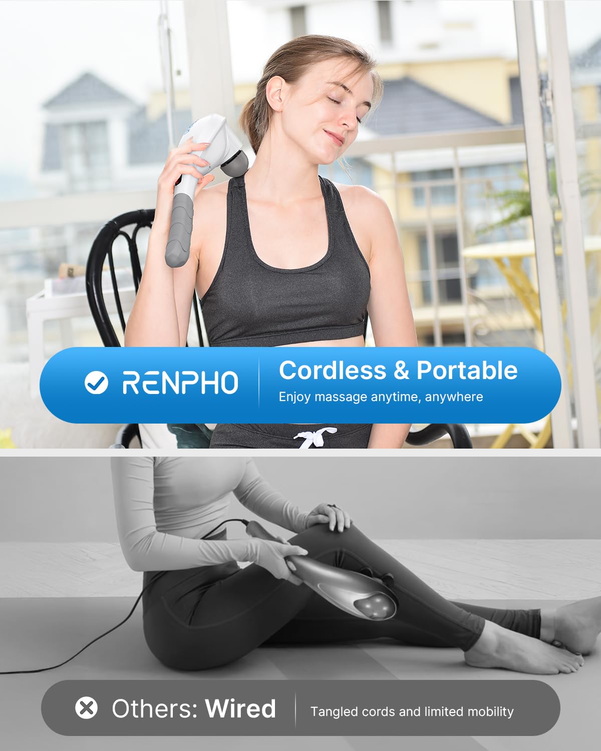RENPHO Cordless Handheld Massager with 5 Speeds & Modes

