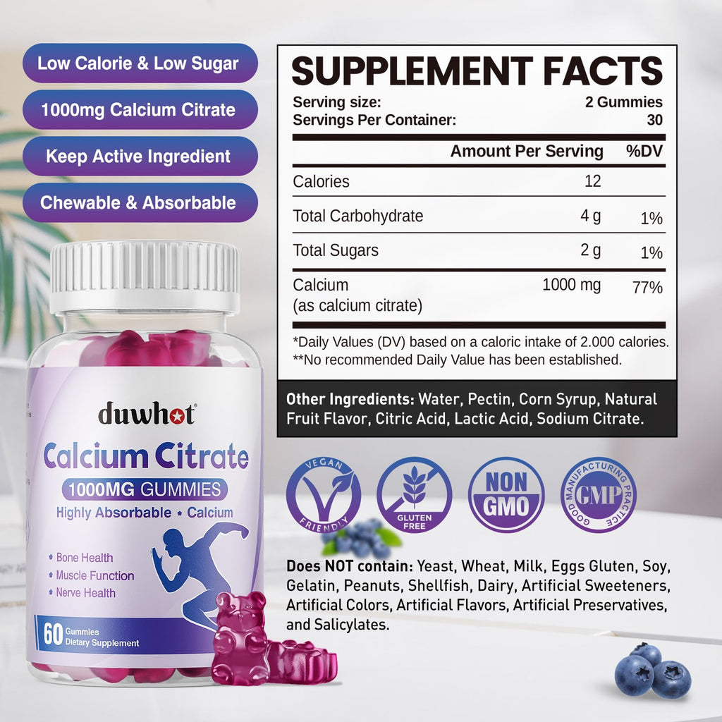 Calcium Citrate Gummies 1000mg by duwhot for Bone & Muscle

