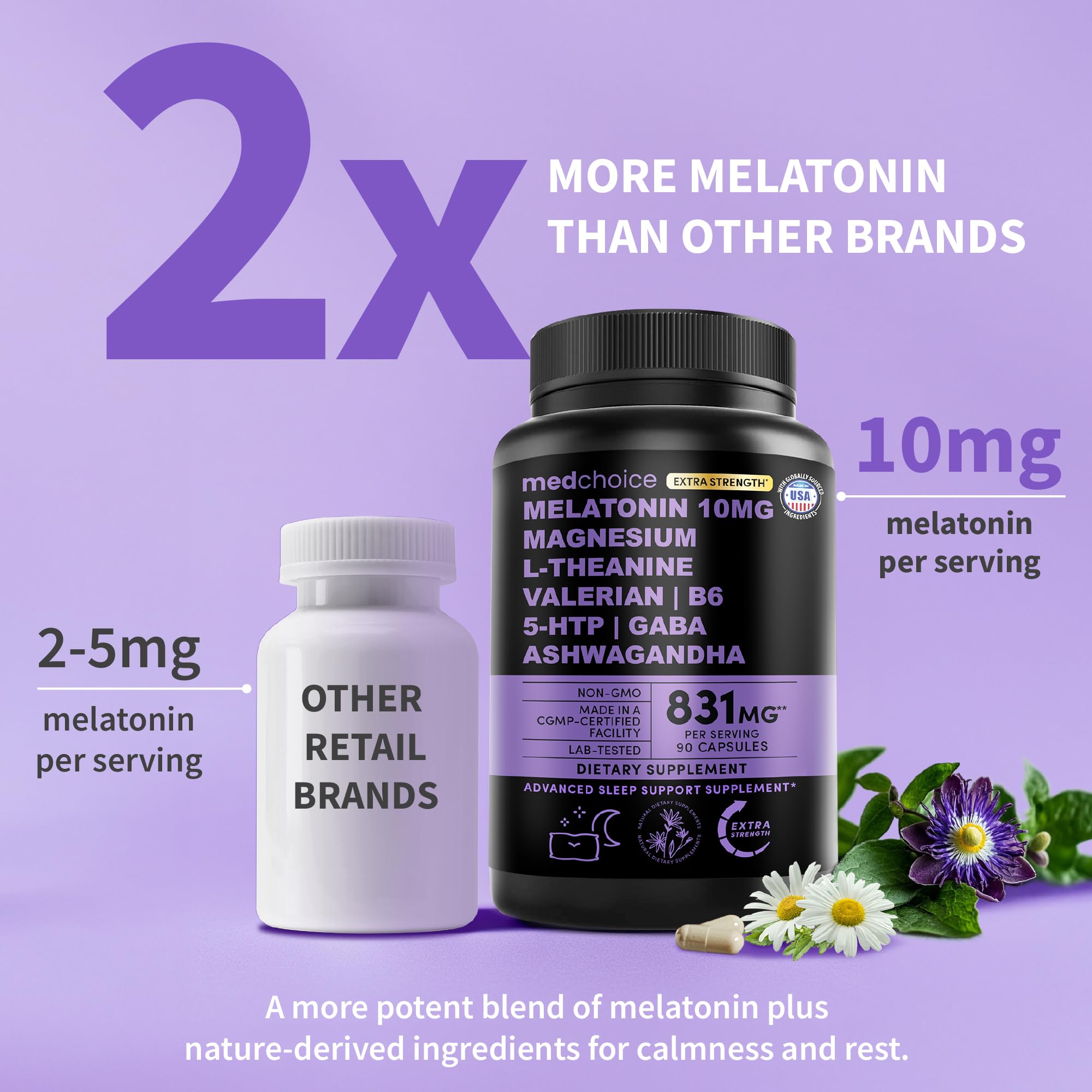 Melatonin Sleep Support Capsules with Herbal Blend

