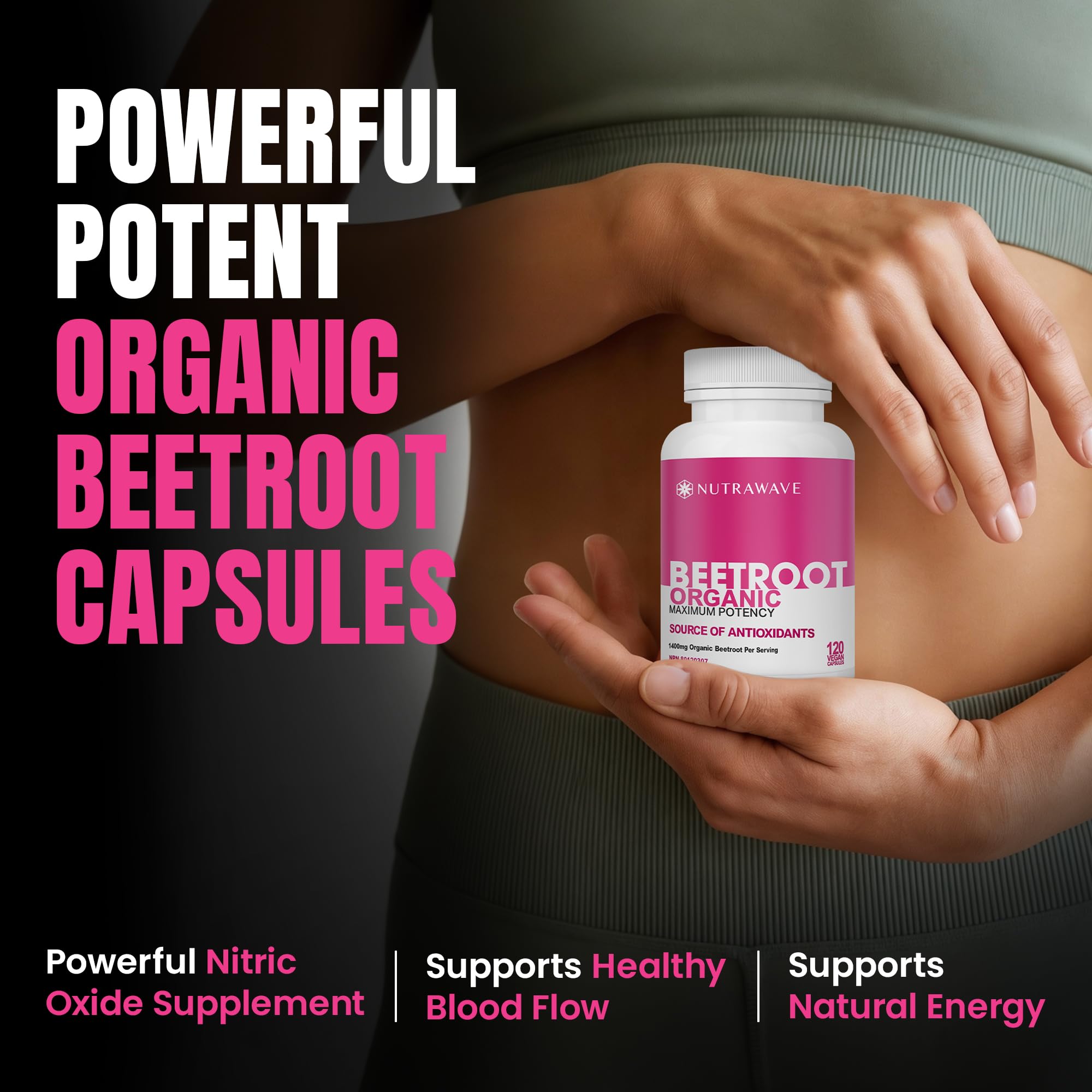 Nutra Wave Organic Beet Root Capsules Non-GMO Vegan

